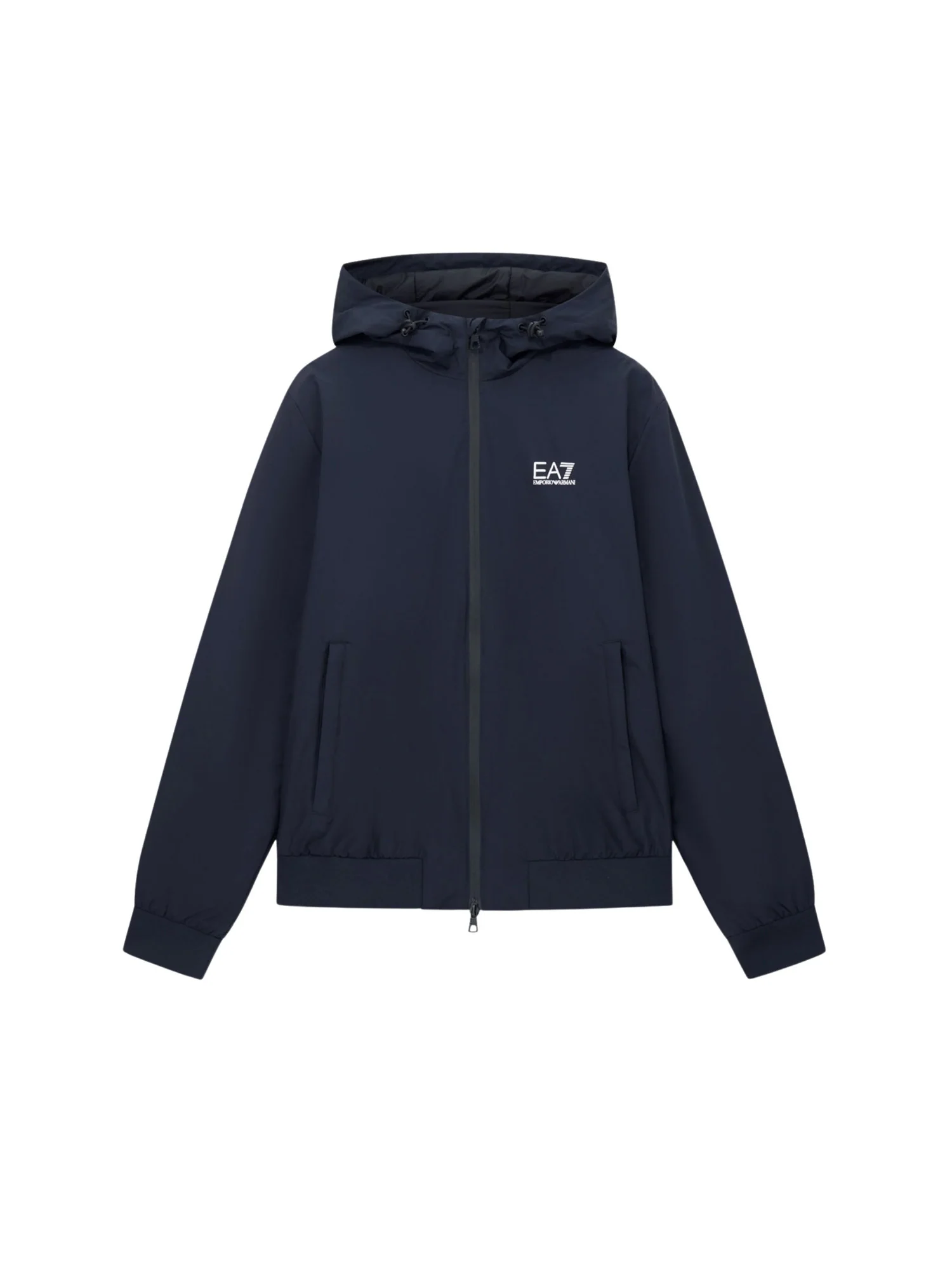 Giubbino con cappuccio e zip logo EA7 uomo blu - Image 4