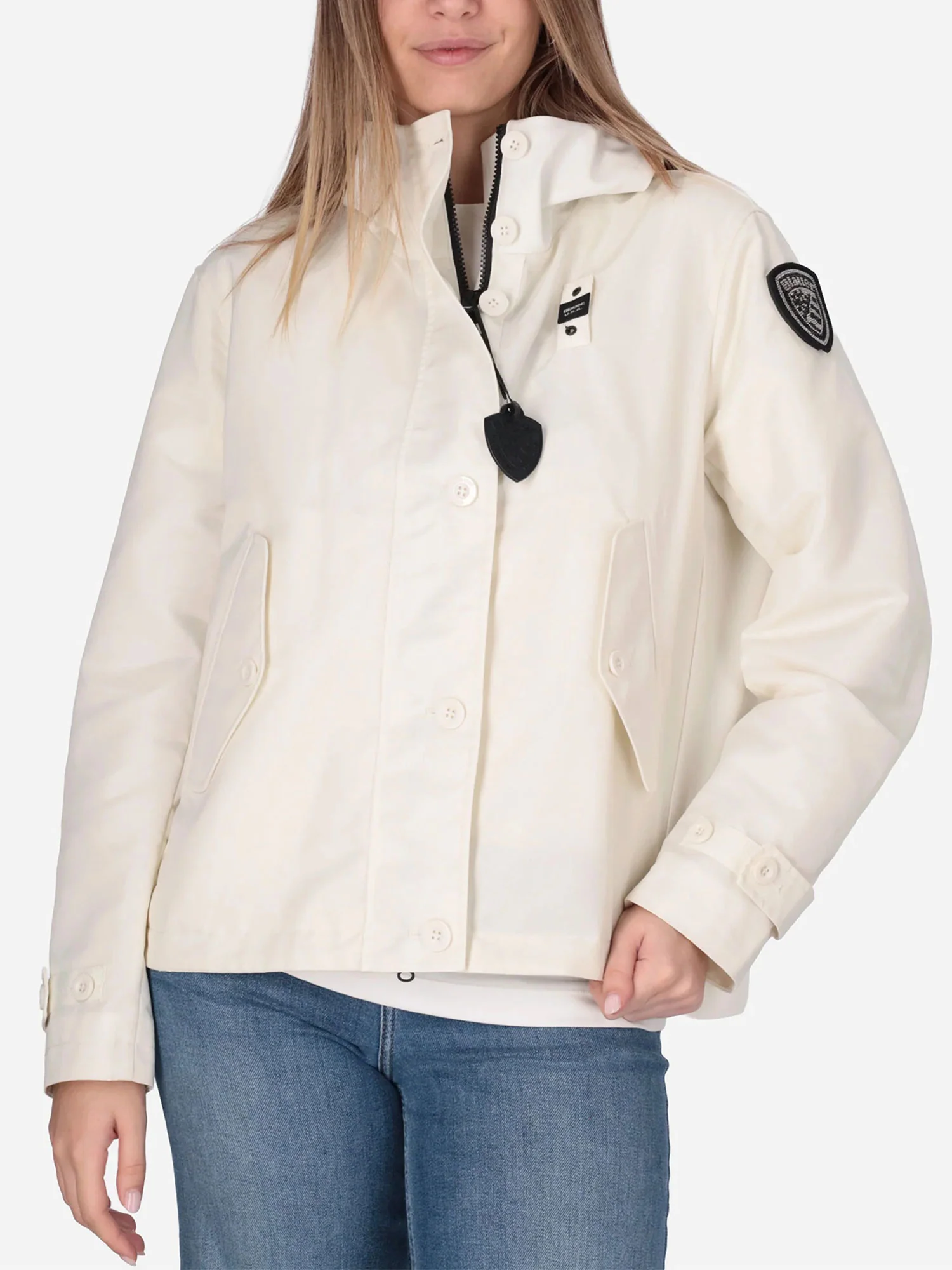 Giubbino Blauer donna con zip e cappuccio Marcella bianco