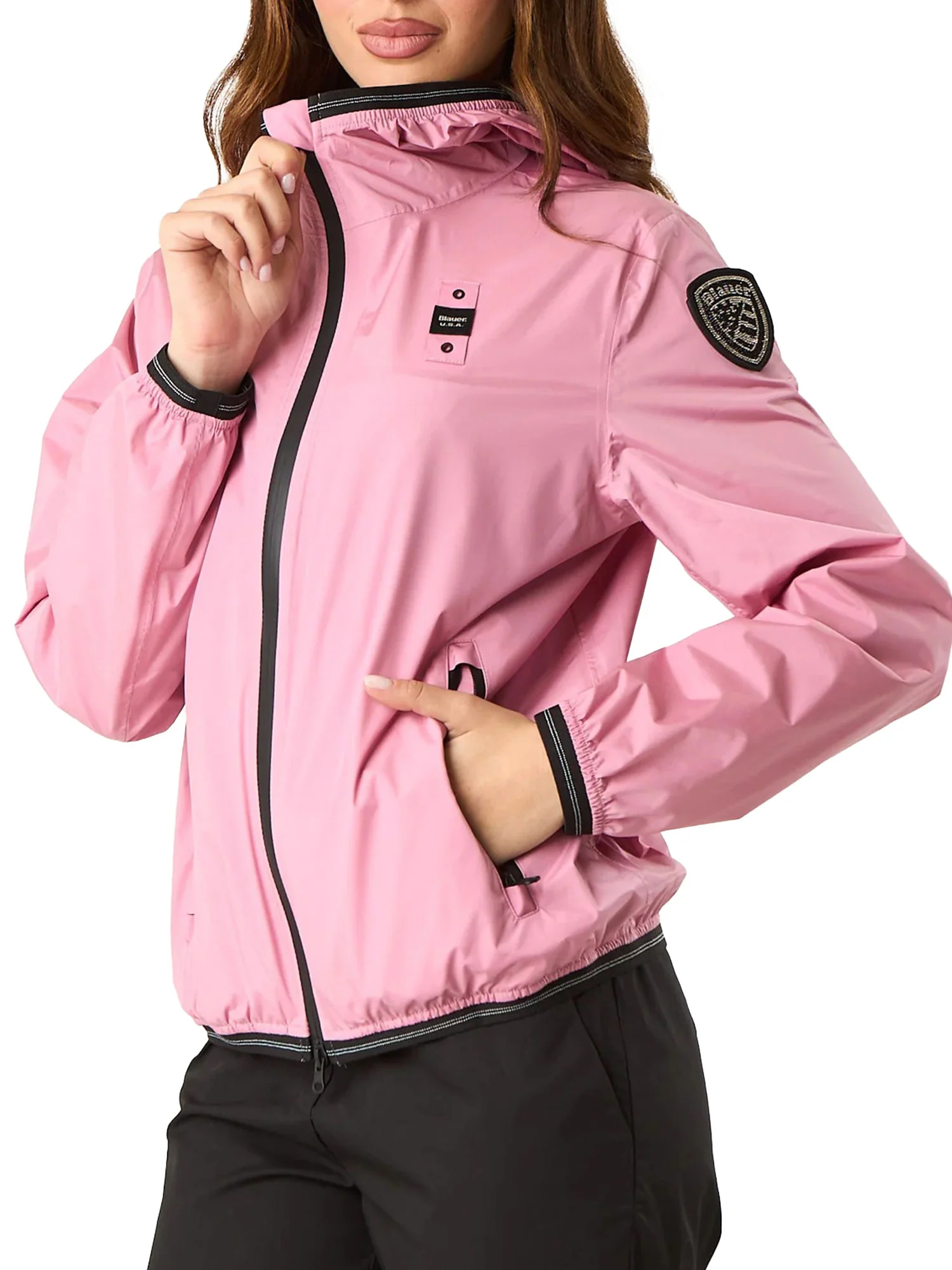 Giubbino Blauer donna con zip e cappuccio Nay rosa - Image 2