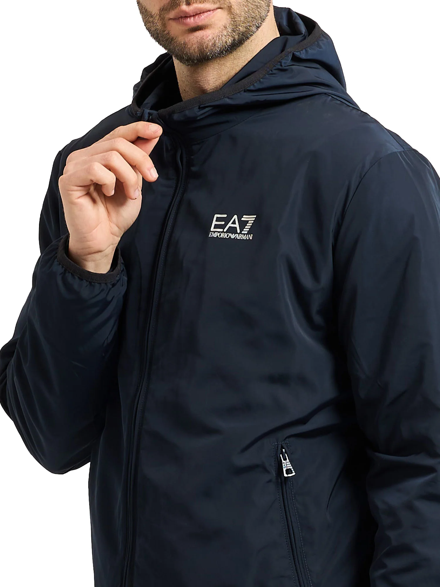 Giubbino EA7 uomo con zip Nylon blu - Image 3
