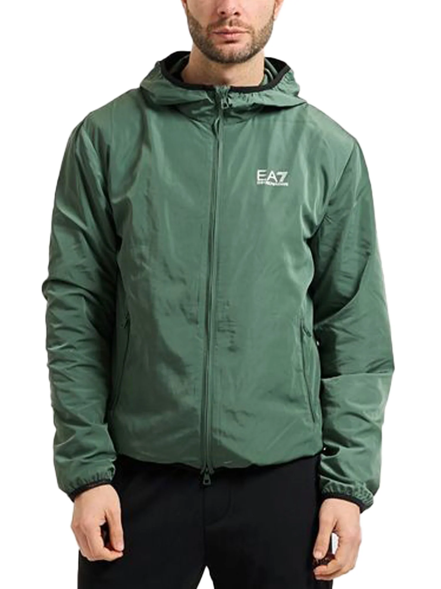 Giubbino EA7 uomo con zip Nylon verde