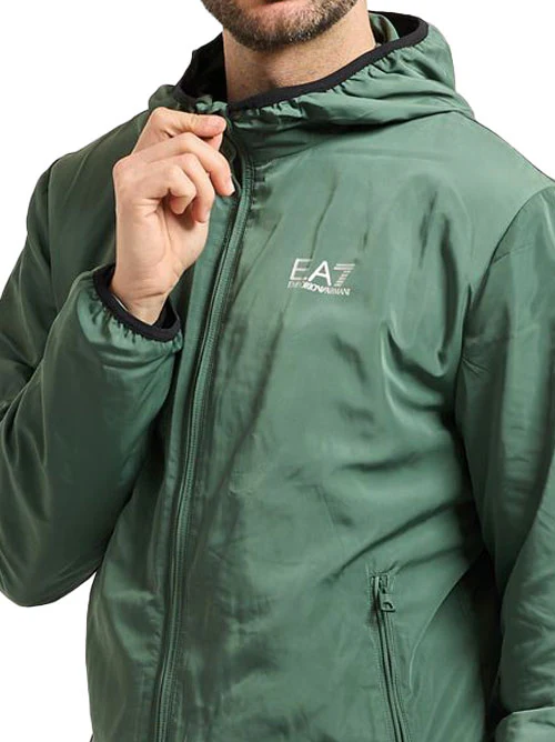 Giubbino EA7 uomo con zip Nylon verde - Image 3