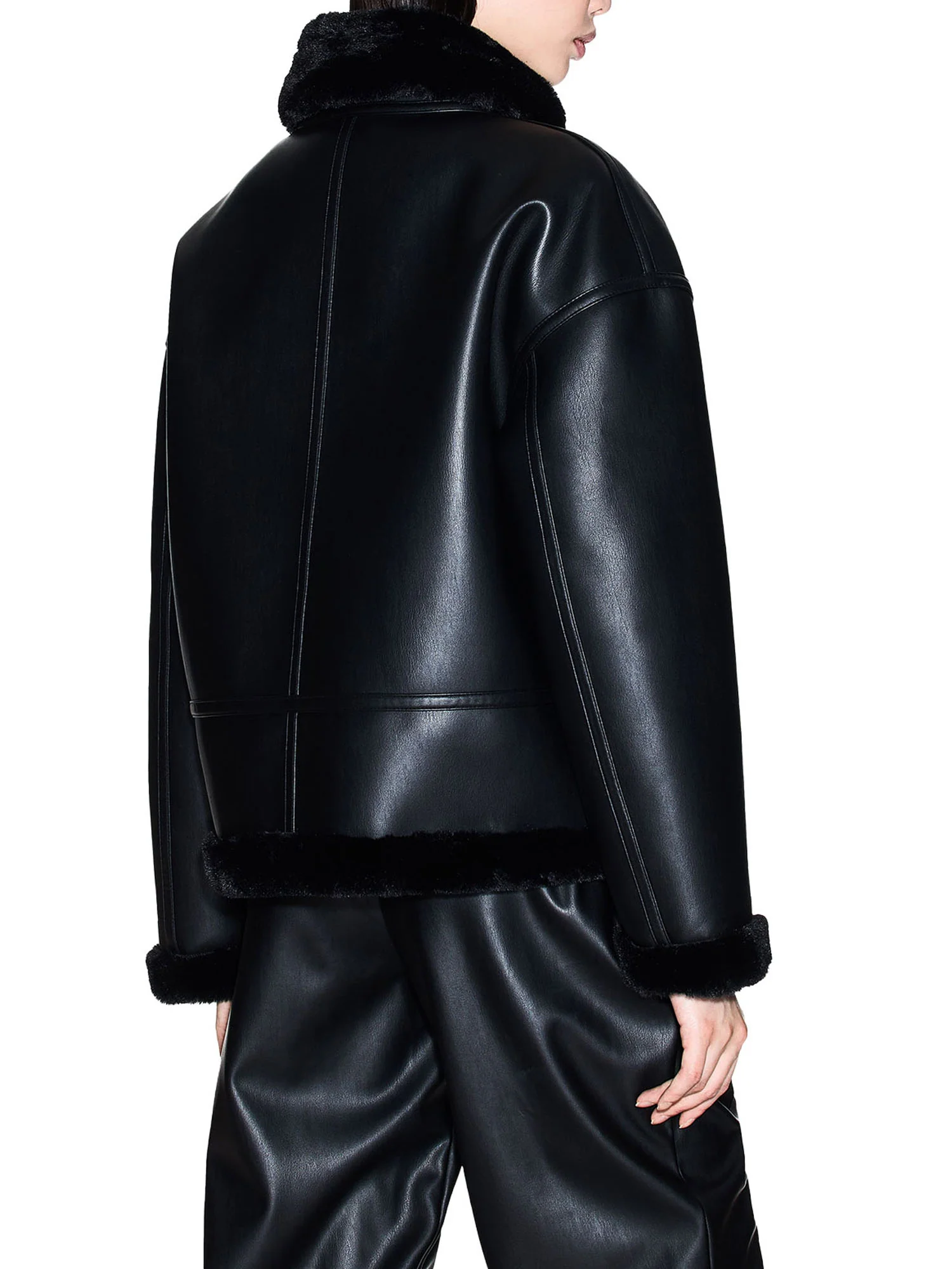 Montone corto Armani Exchange donna collo alto nero - Image 2