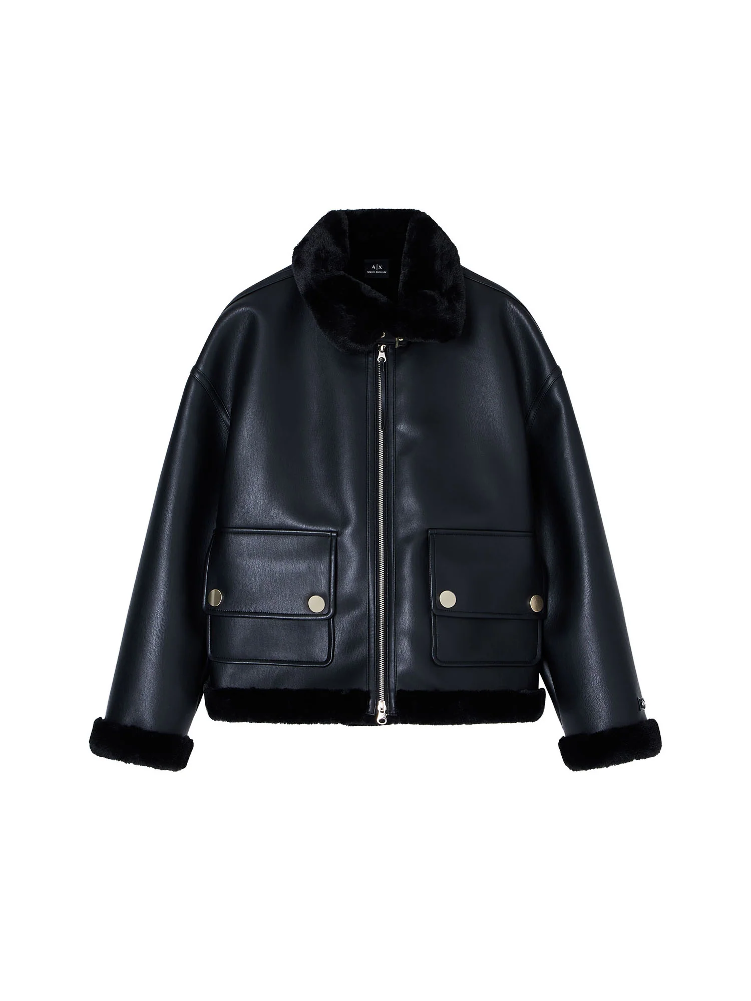 Montone corto Armani Exchange donna collo alto nero - Image 4