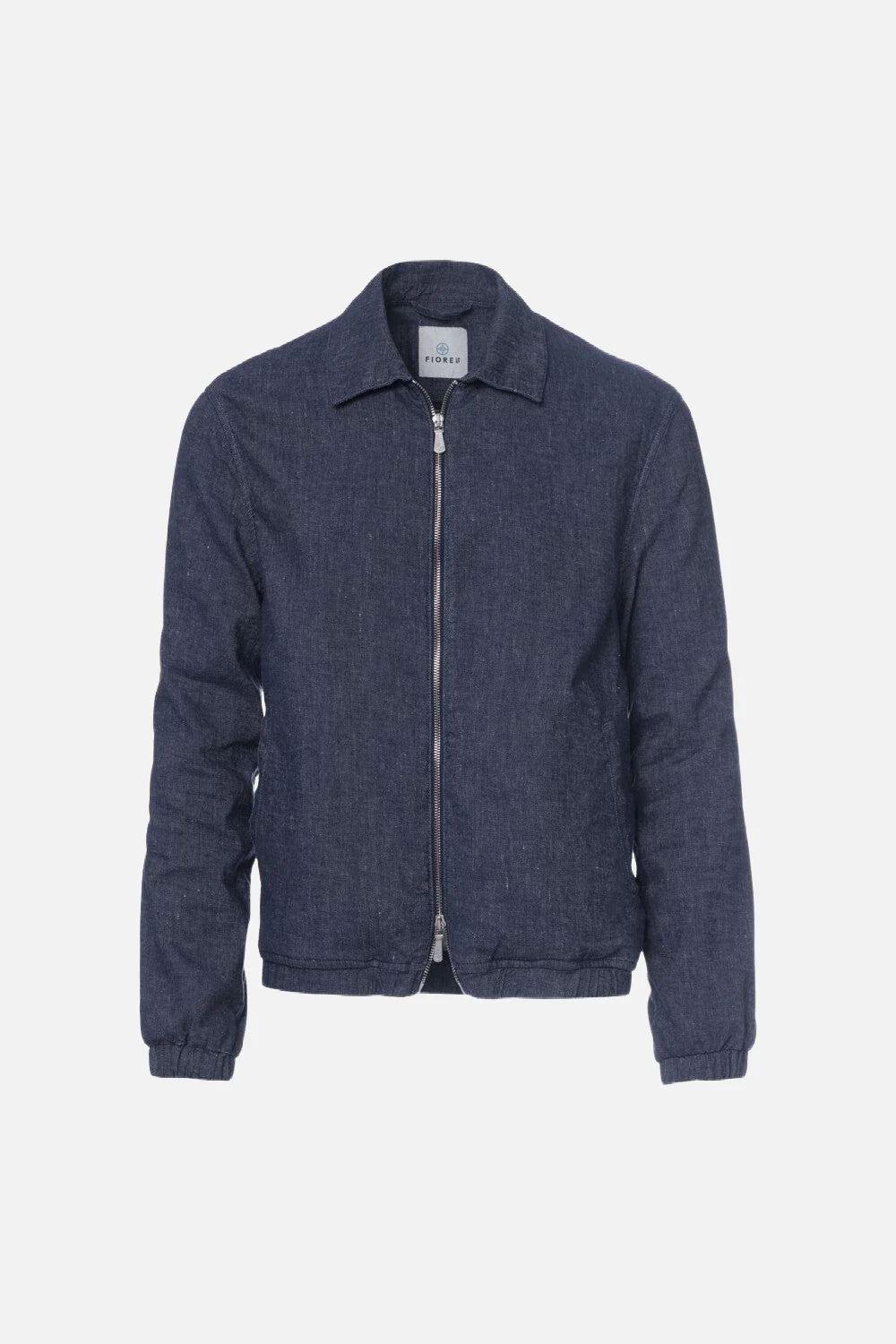 Giubbino Genova con zip in lino misto cotone denim scuro
