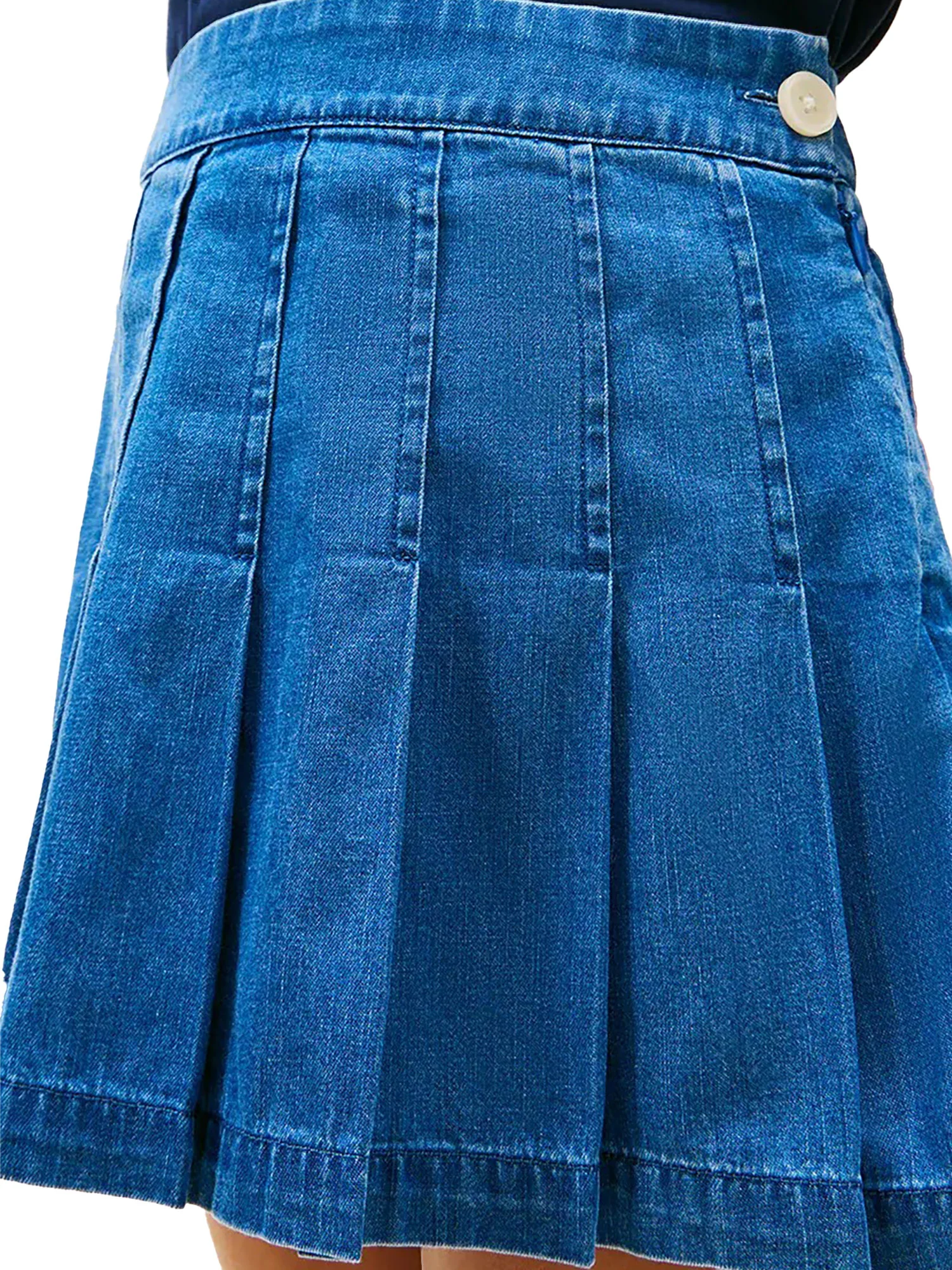 Gonna Tommy Hilfigher Bambina in jeans pleated denim medio - Image 3