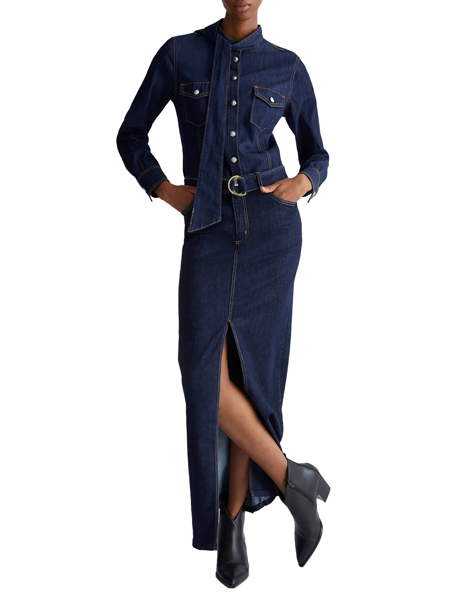 Gonna lunga cult jeans denim scuro - Image 6