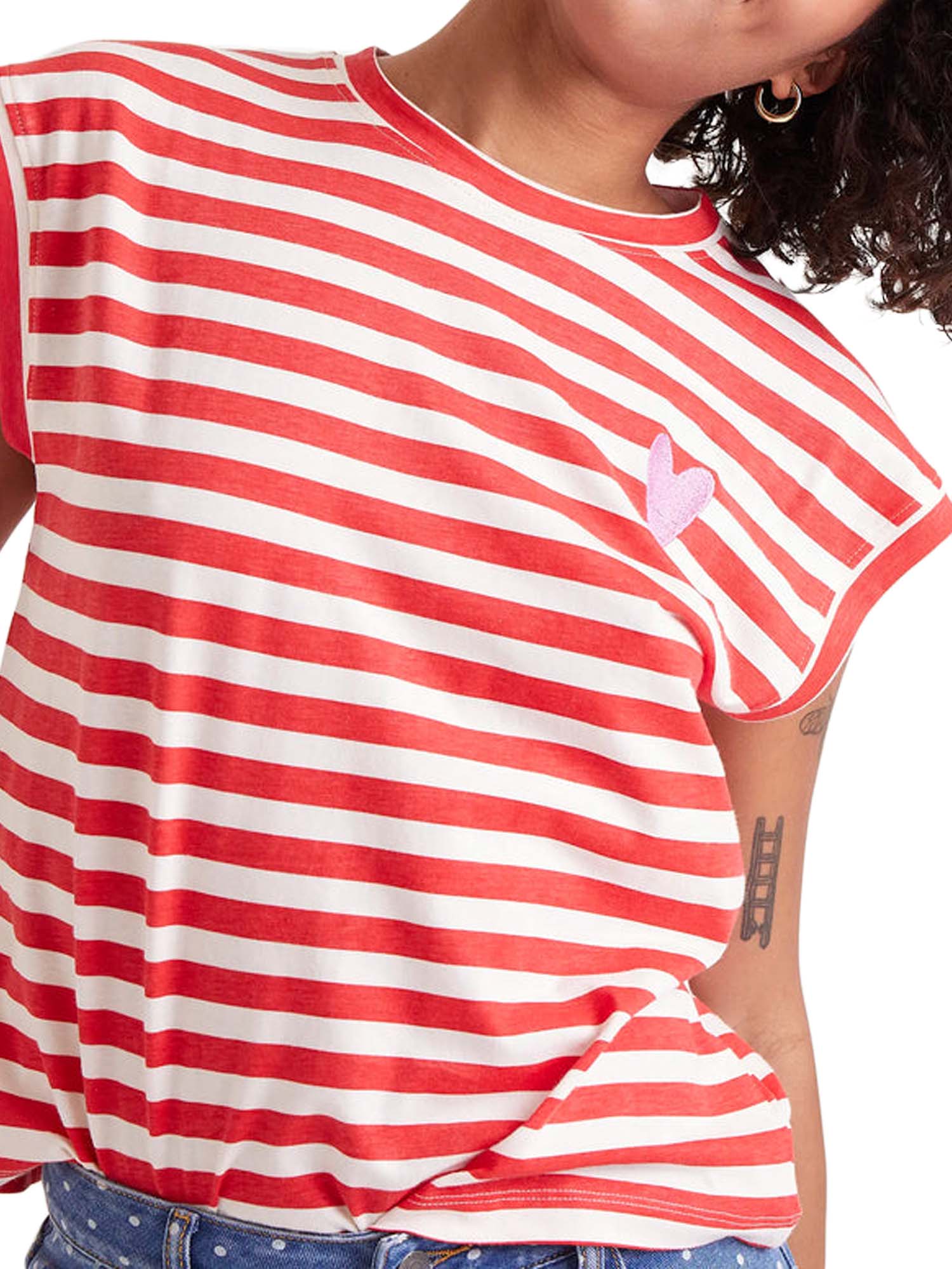 T-shirt maniche corte a righe bianco/rosso - Image 3