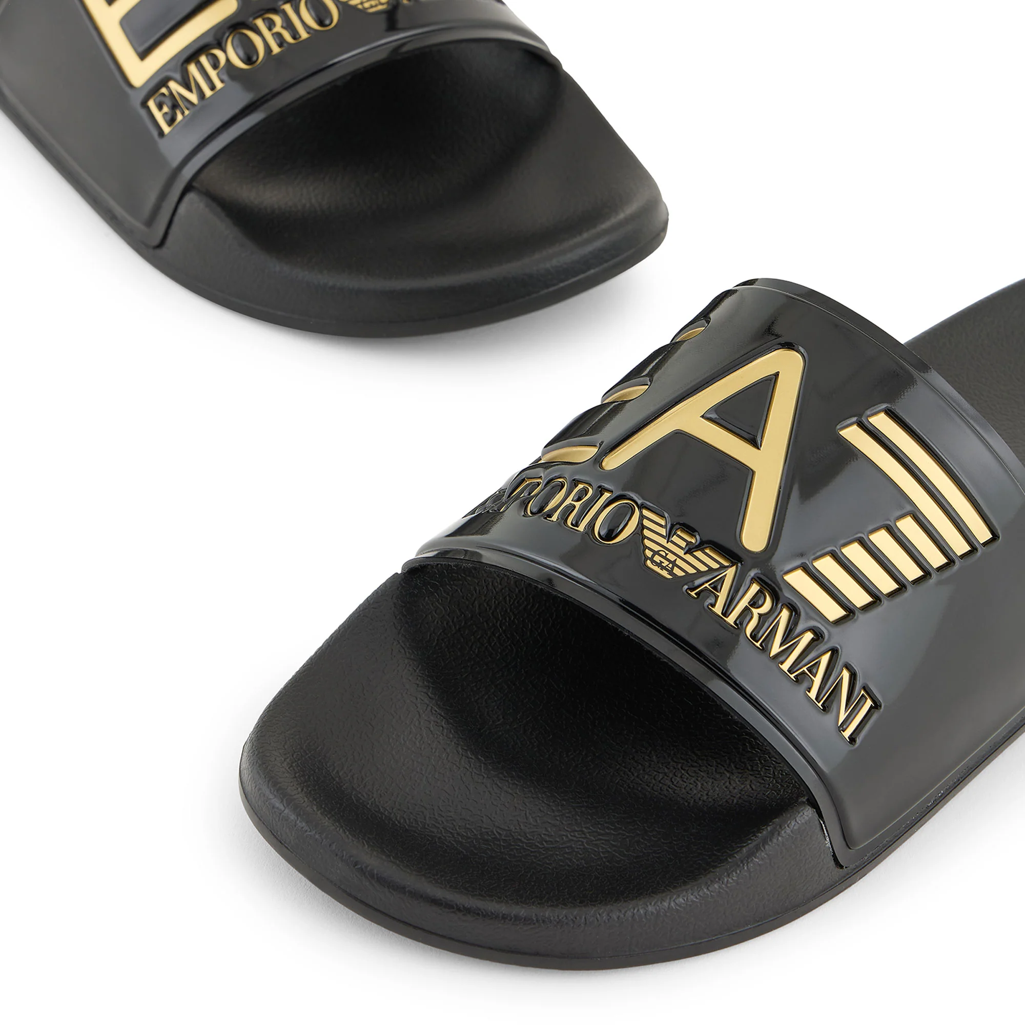 Ciabatta maxi logo pvc effetto lucido nero/oro - Image 3