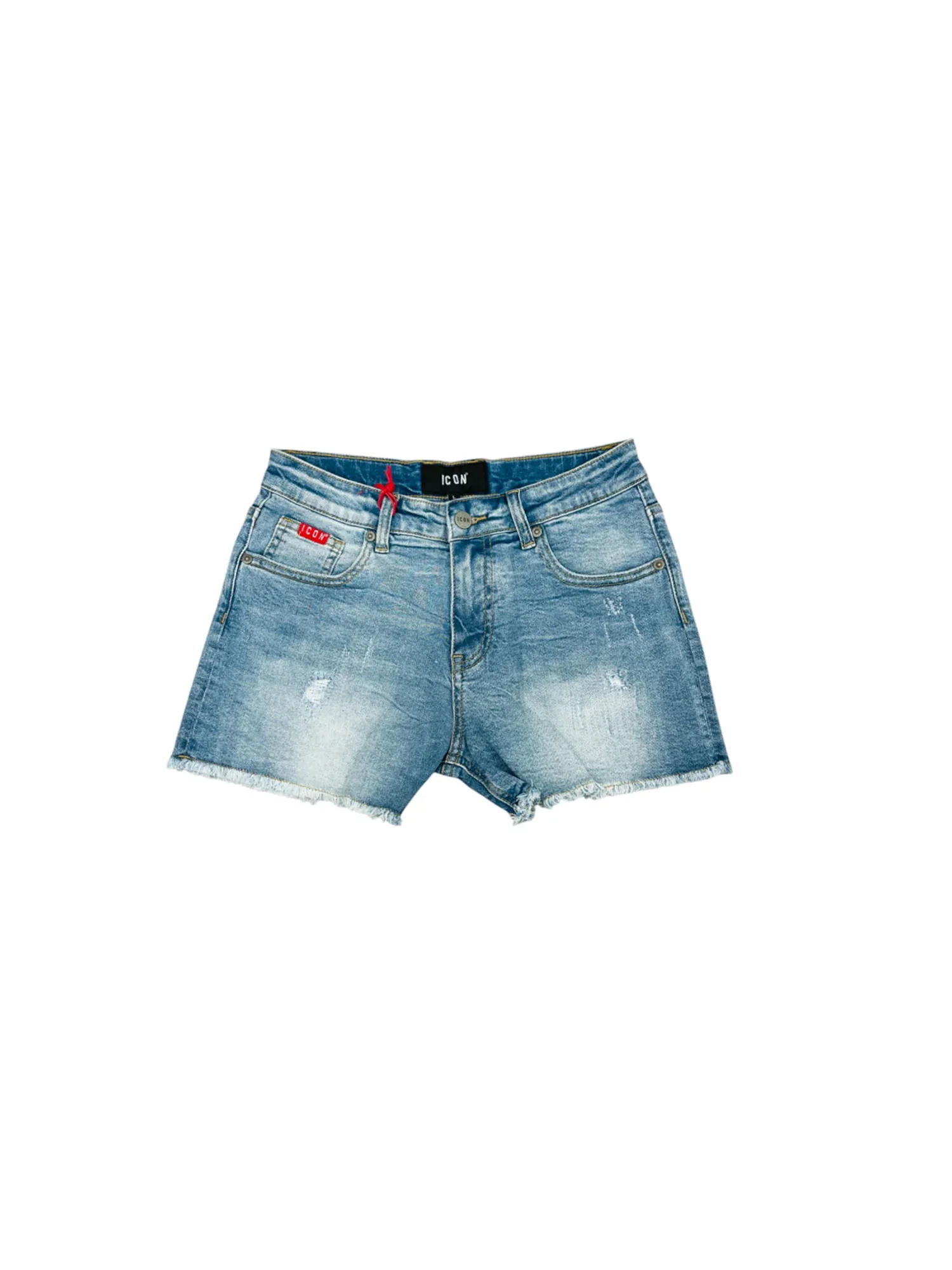 Short in jeans con logo posteriore denim medio