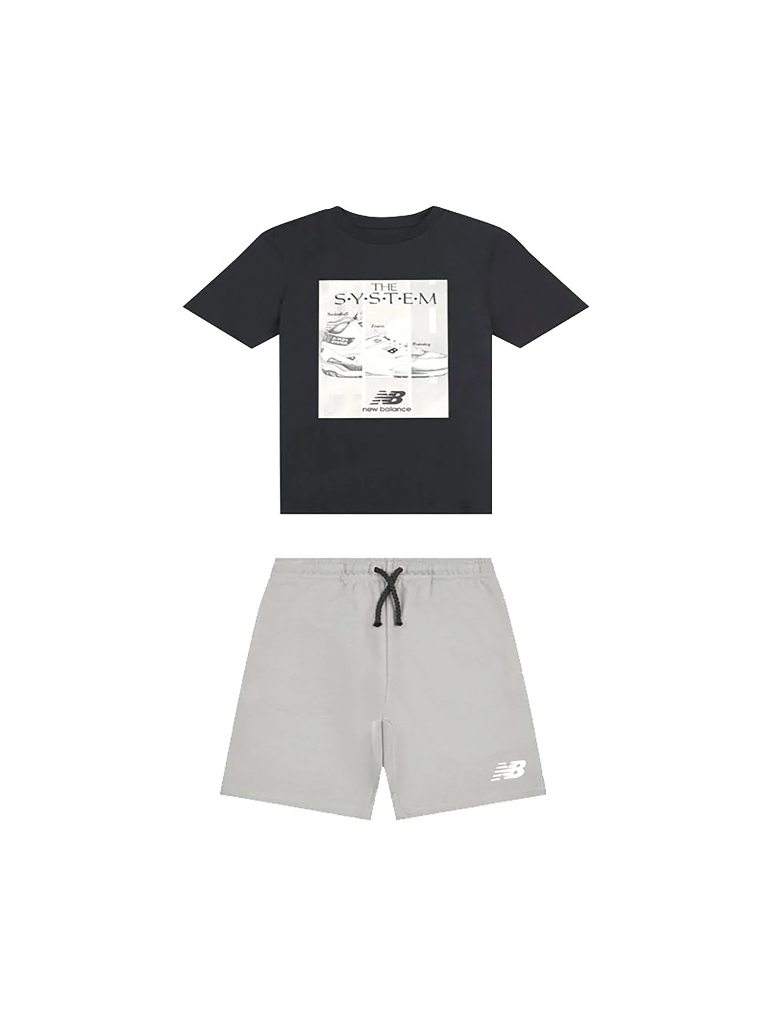 Completo t-shirt e shorts con grafica frontale nero