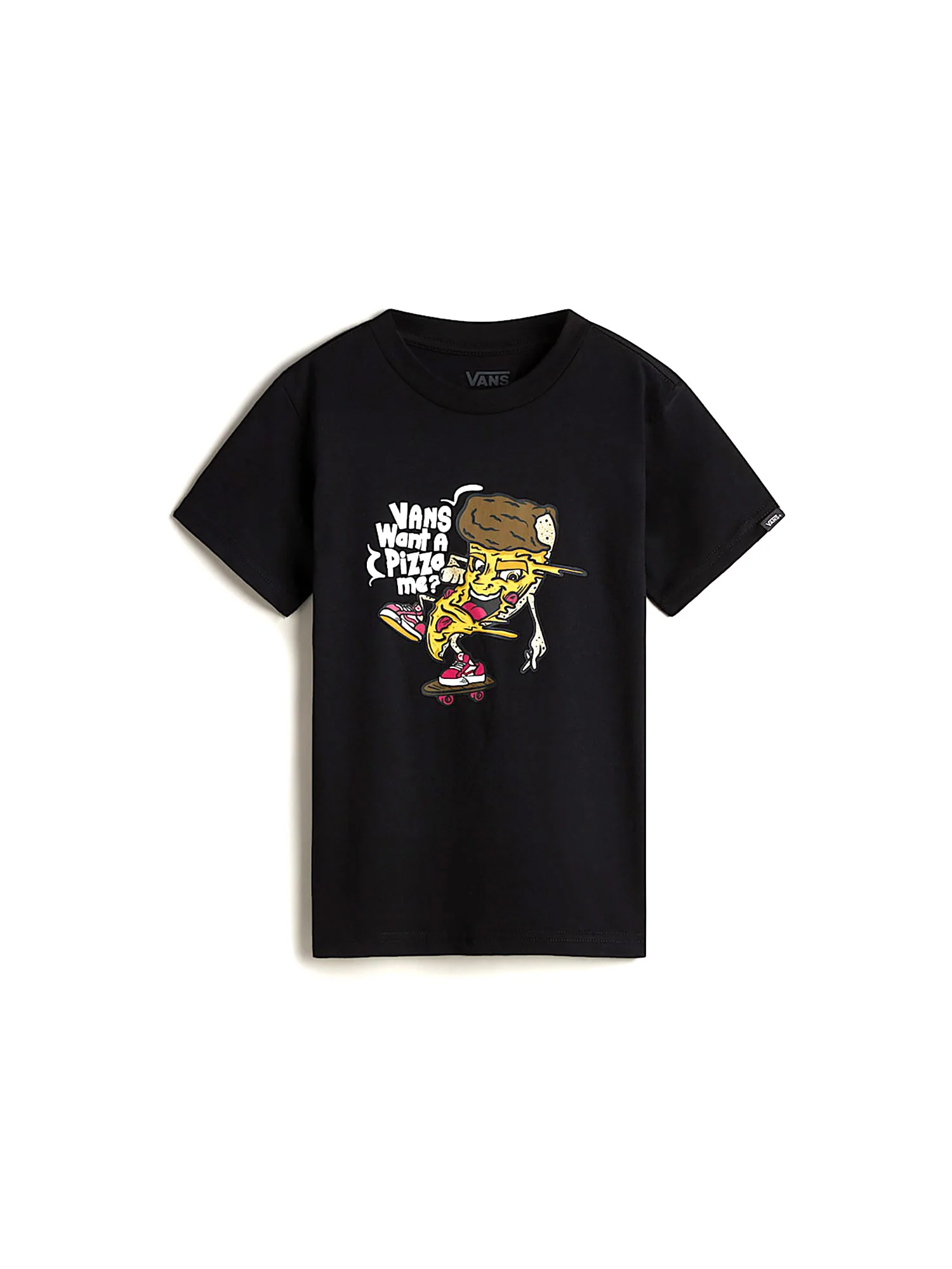 T-shirt teen stampa want a pizza me nero