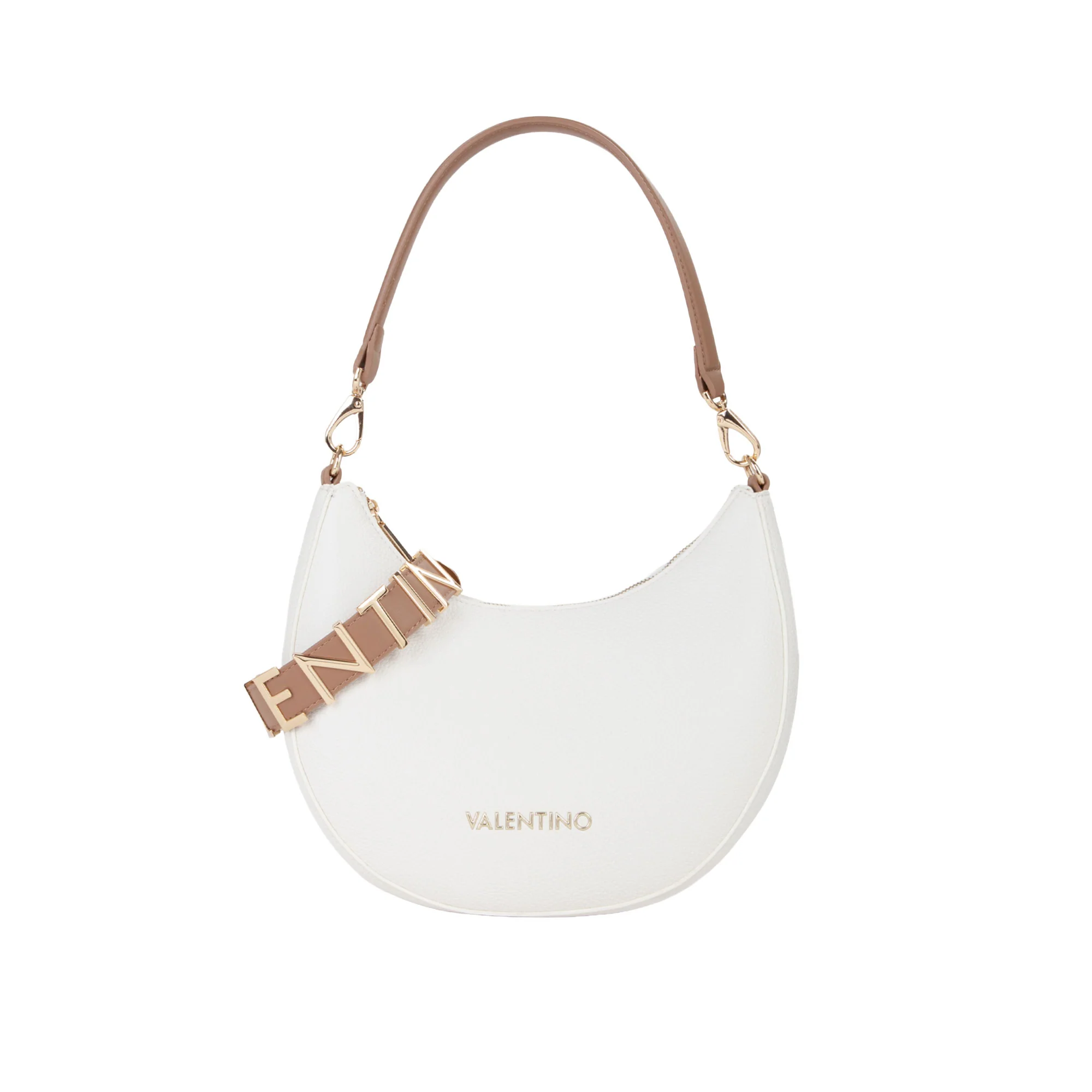 Borsa a spalla hobo Valentino donna Alexia bianco/cuoio