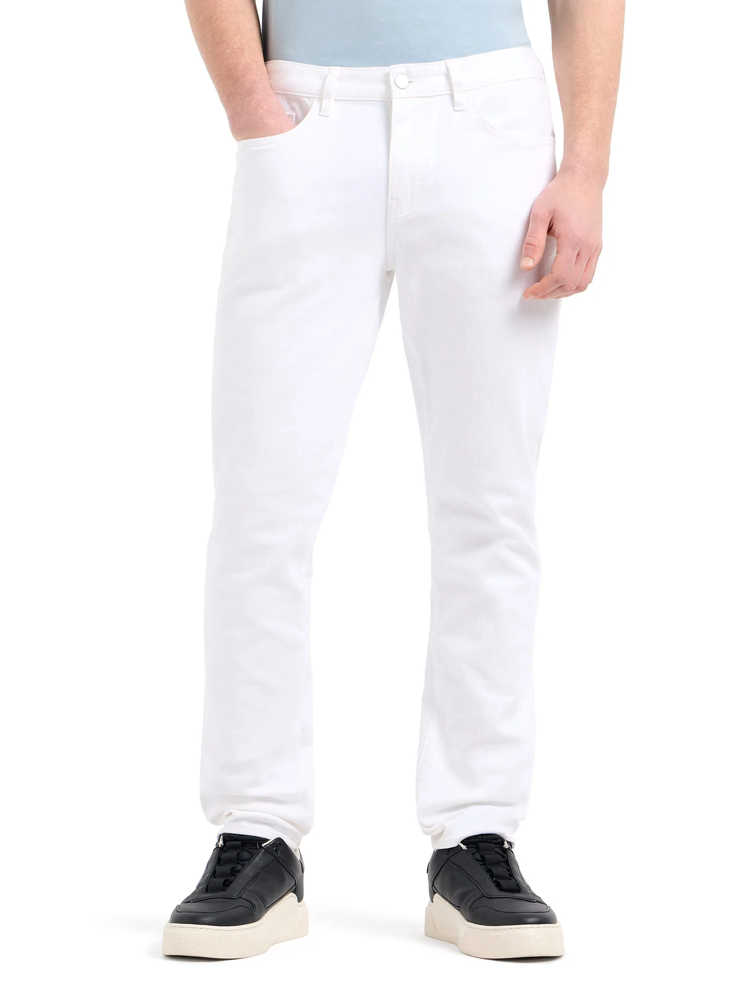 Jeans 5 tasche slim fit denim bianco