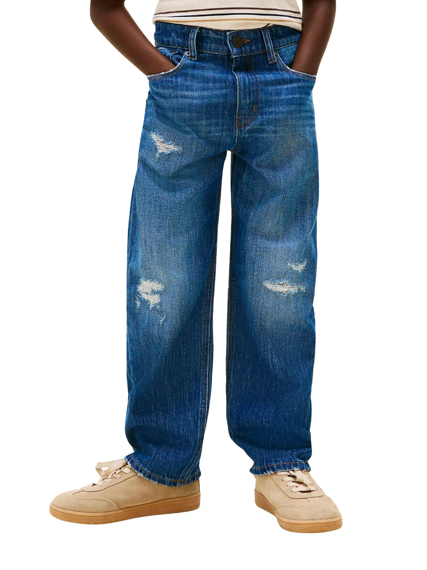 Jeans Tommy Hilfigher Ragazzo baggy destructions denim scuro - Image 2