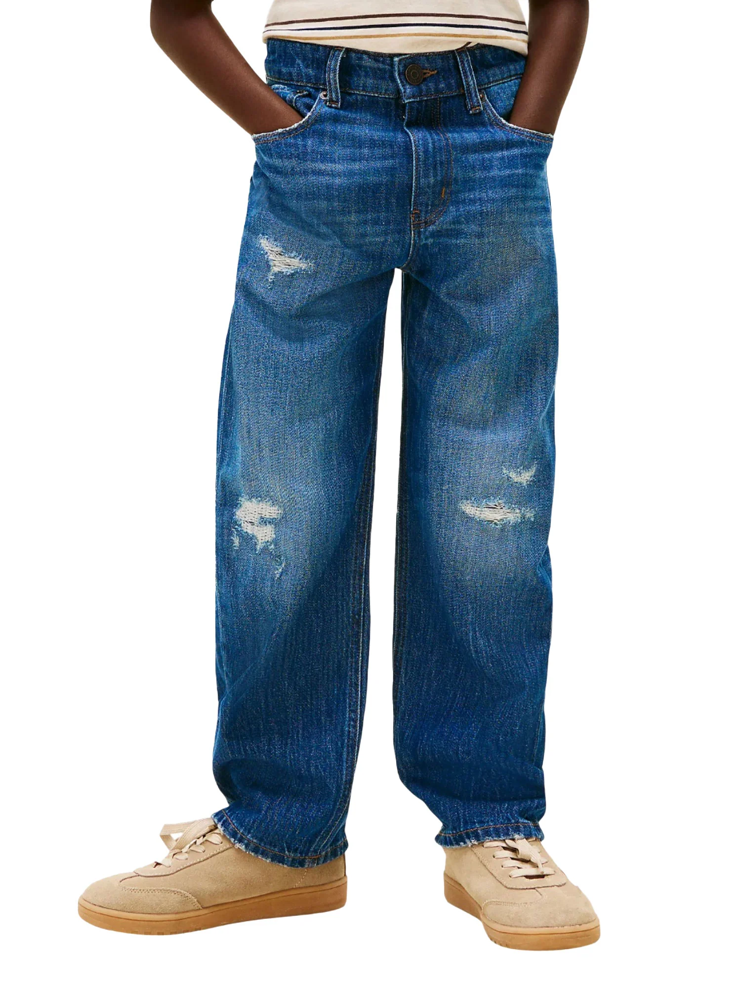 Jeans Tommy Hilfigher Bambino baggy destructions denim scuro - Image 2