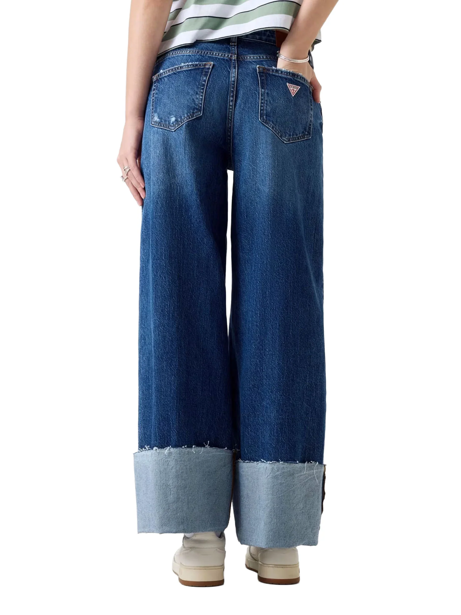 Jeans Guess donna Wid leg Cuffed denim scuro - Image 2