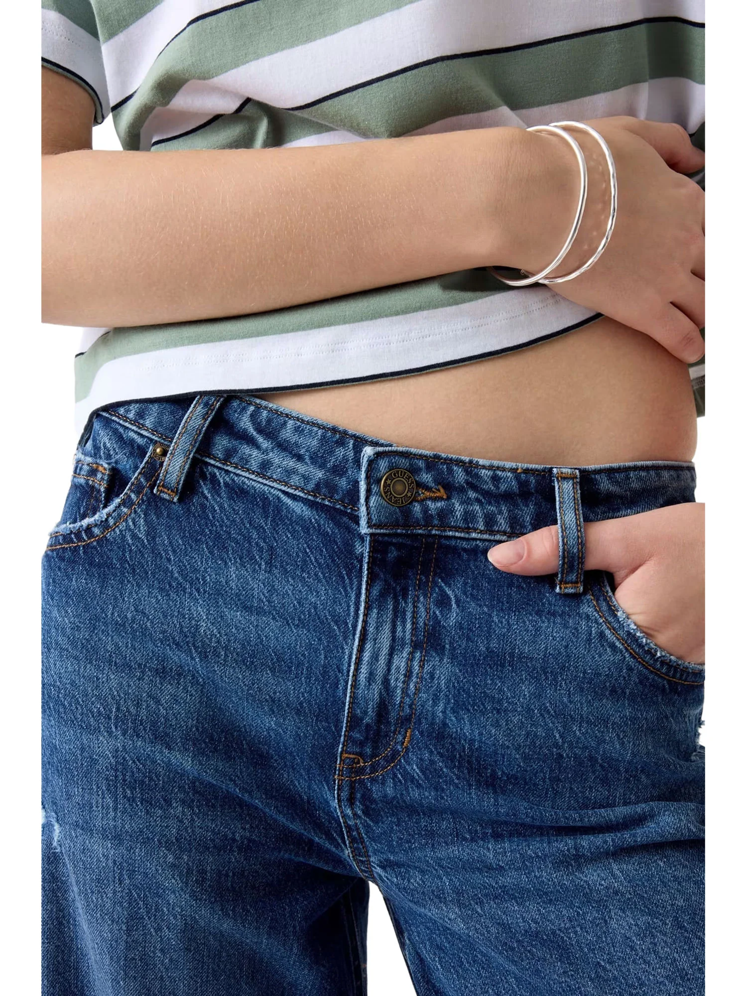 Jeans Guess donna Wid leg Cuffed denim scuro - Image 3