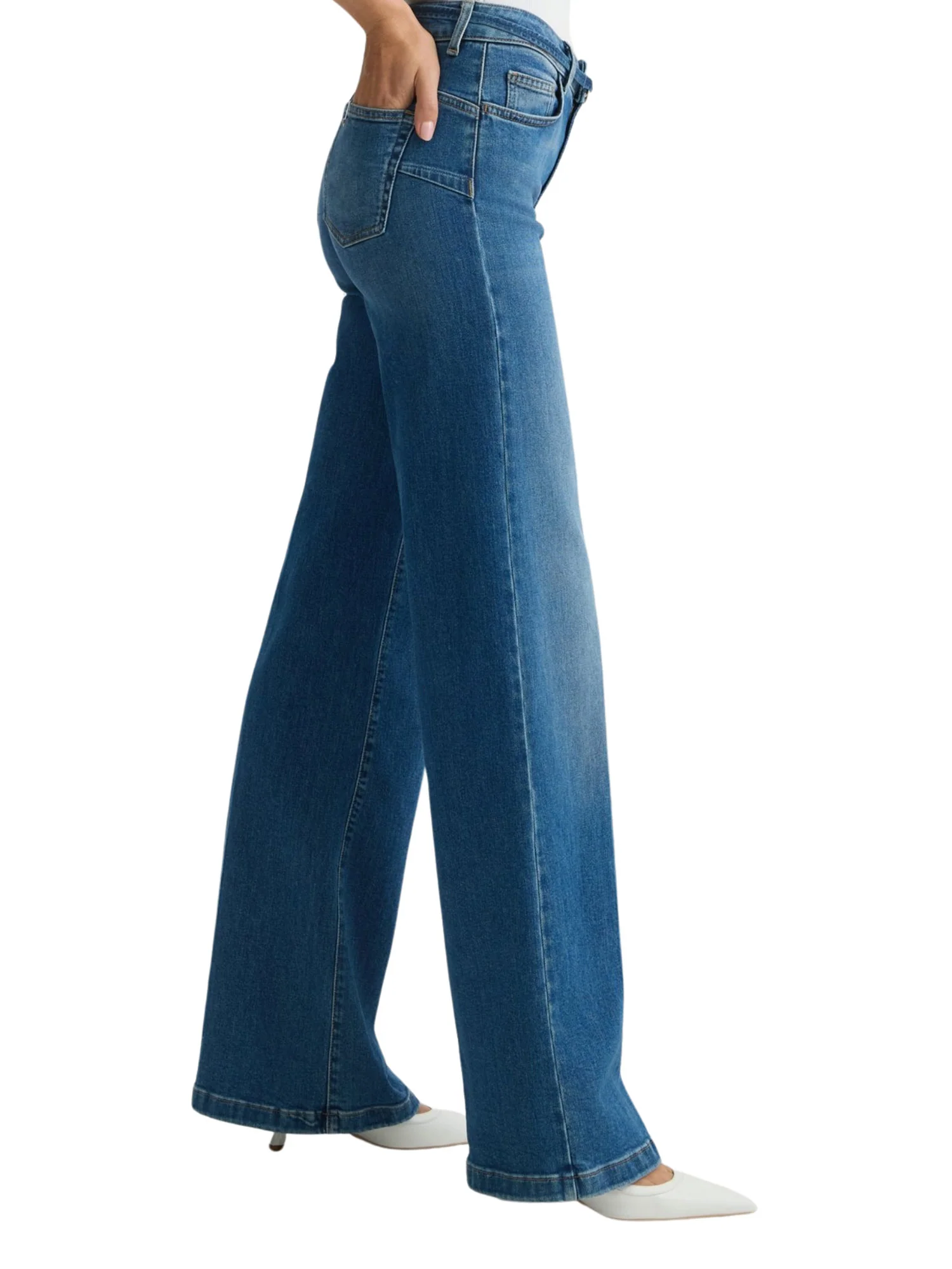 Jeans bottom up con piega stirata denim medio - Image 4