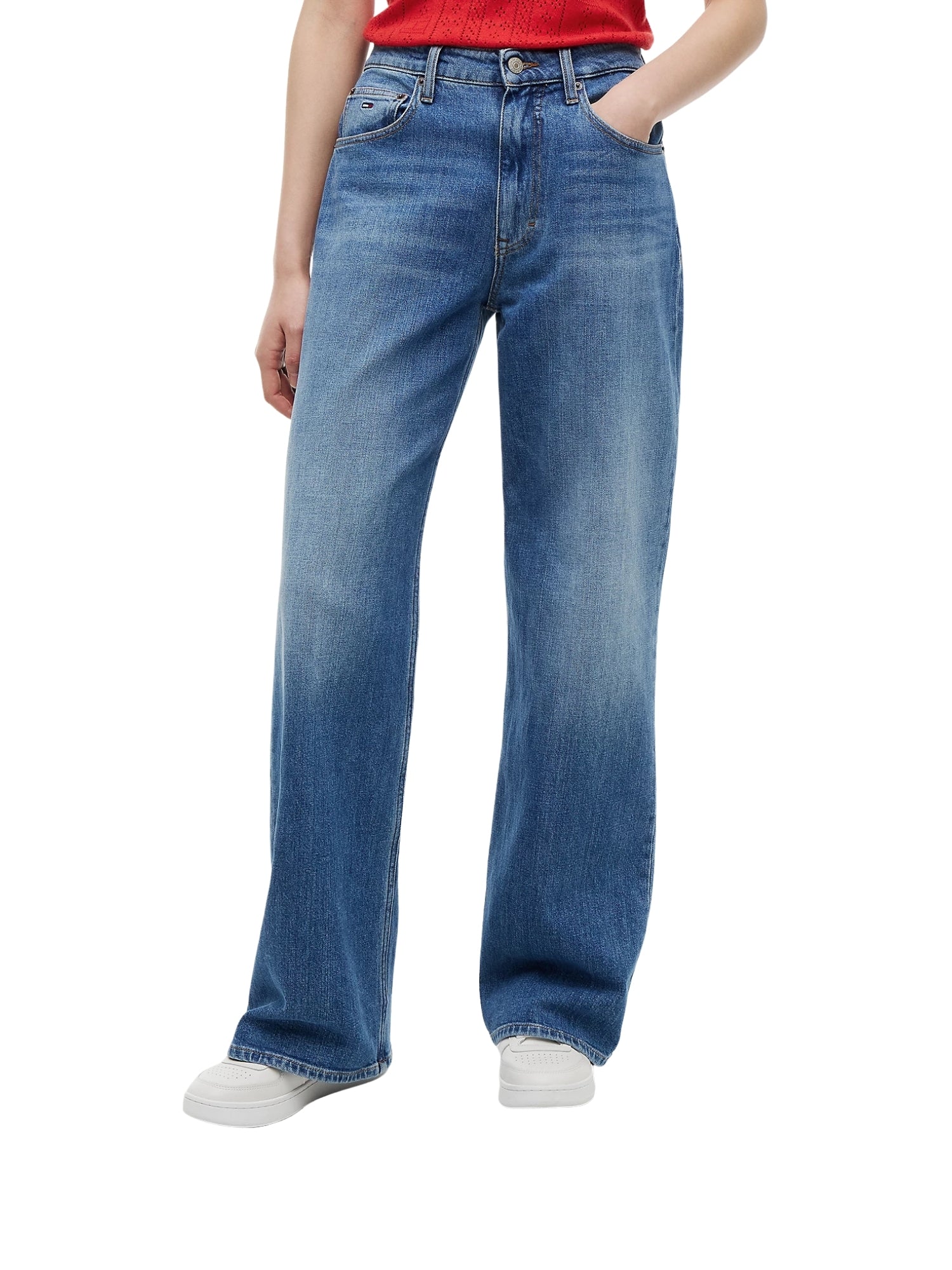 Pantalone Tommy Jeans modello mia relaxed denim chiaro