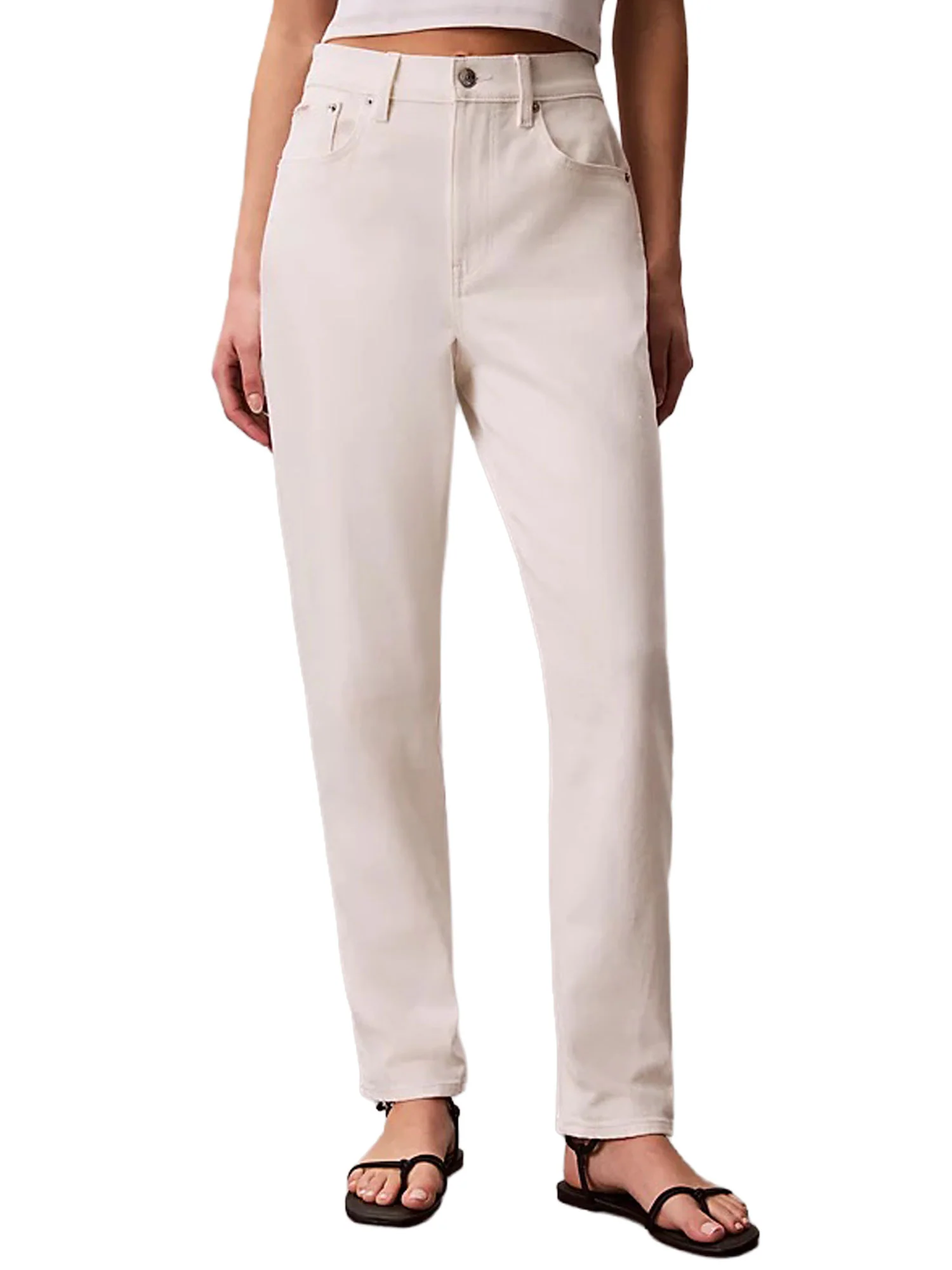 Jeans Calvin Klein Donna modello mom jeans
 Bianco