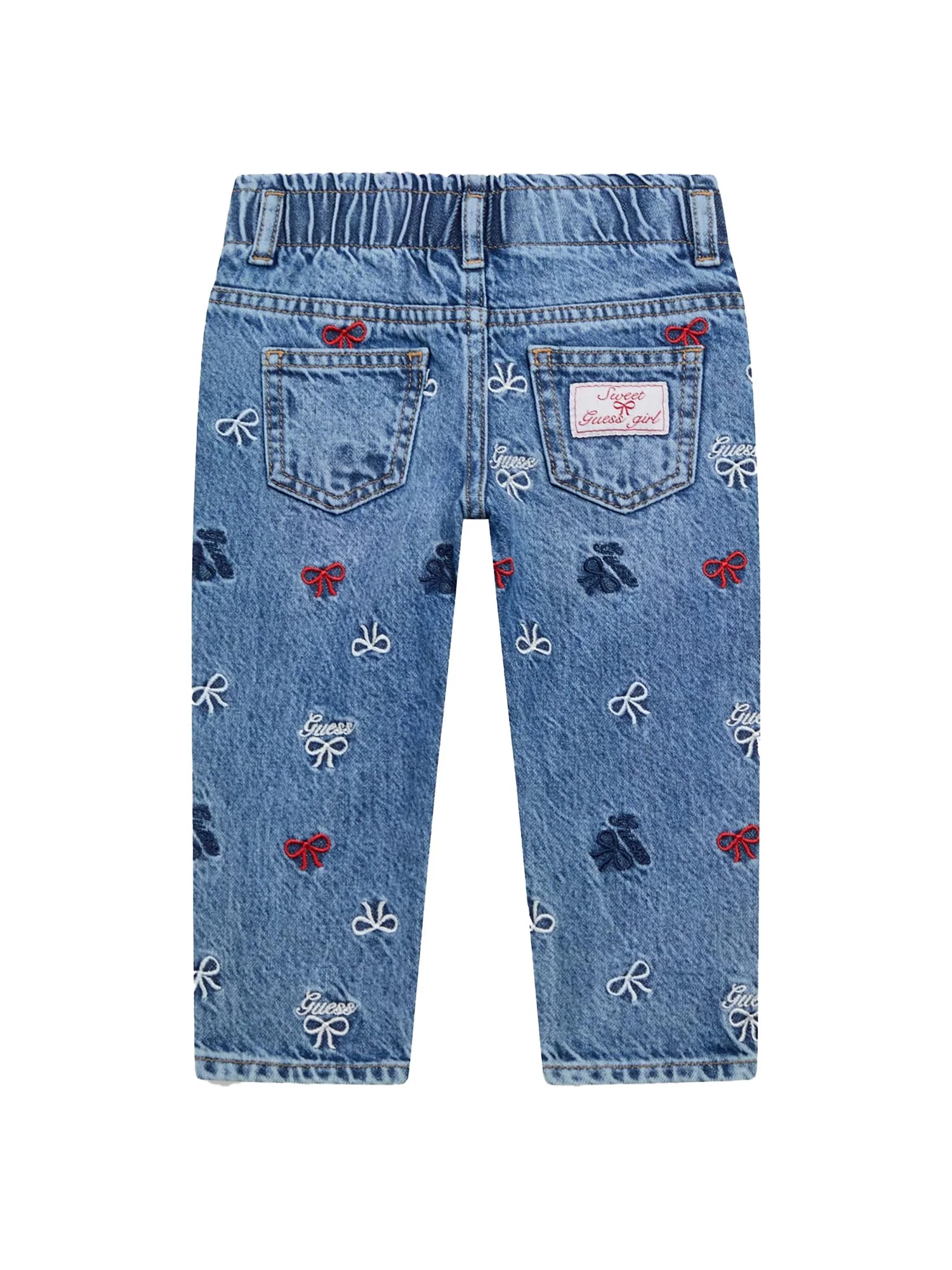 Jeans Guess Neonata mom paper bag ricamo denim medio - Image 2