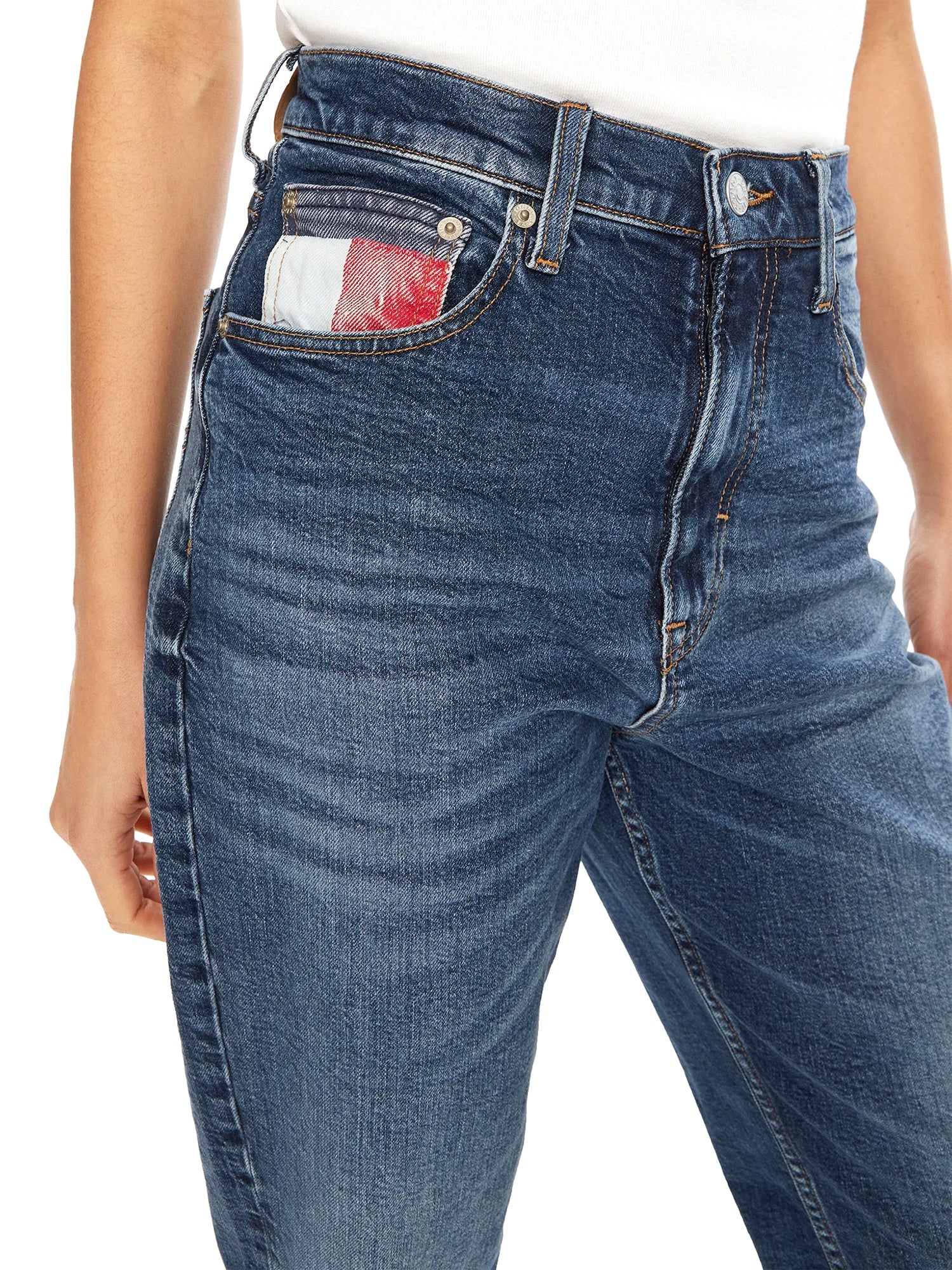 Jeans mom vita alta in denim scuro - Image 3