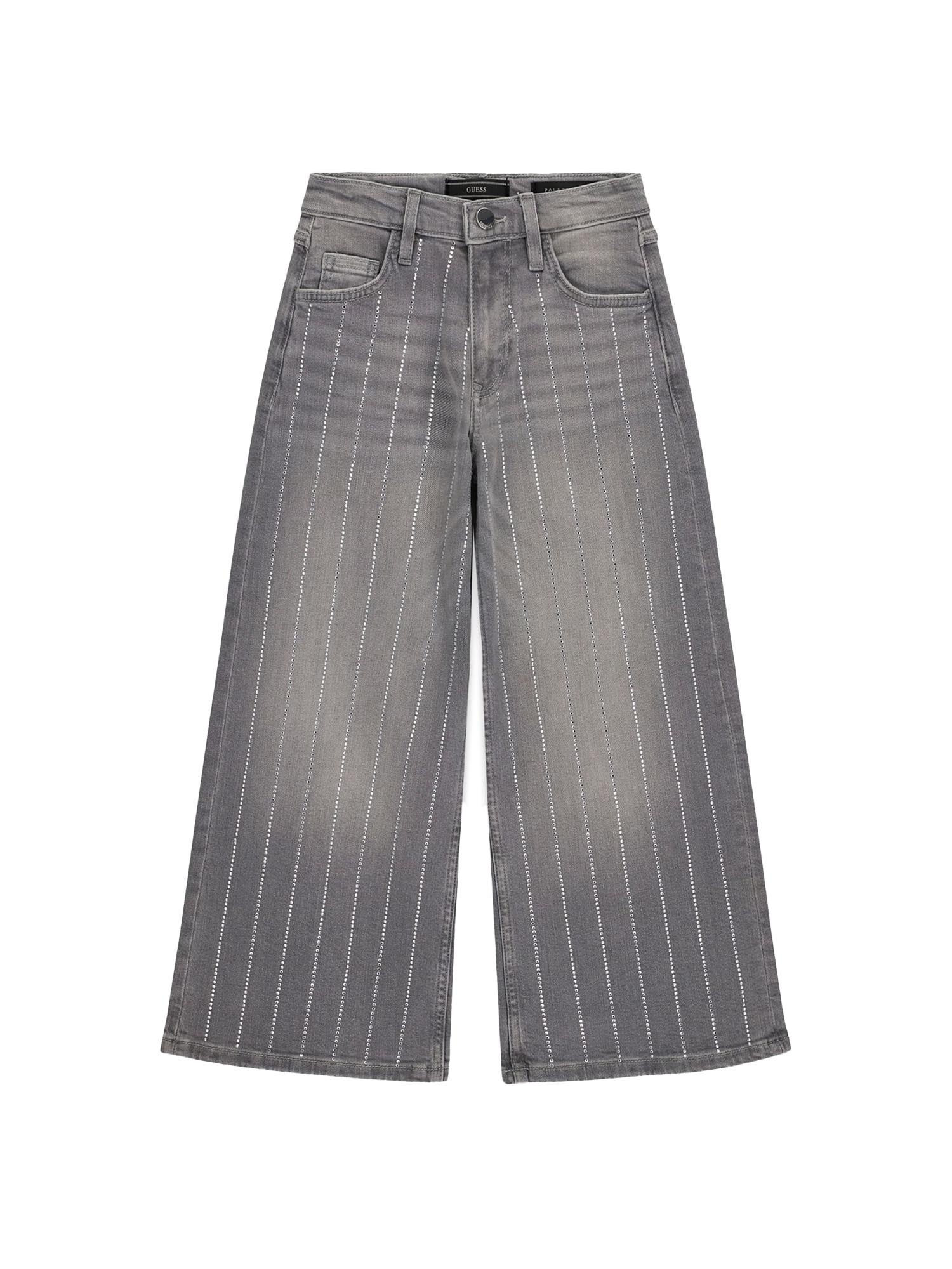 Jeans Guess Ragazza a palazzo con strass denim grigio
