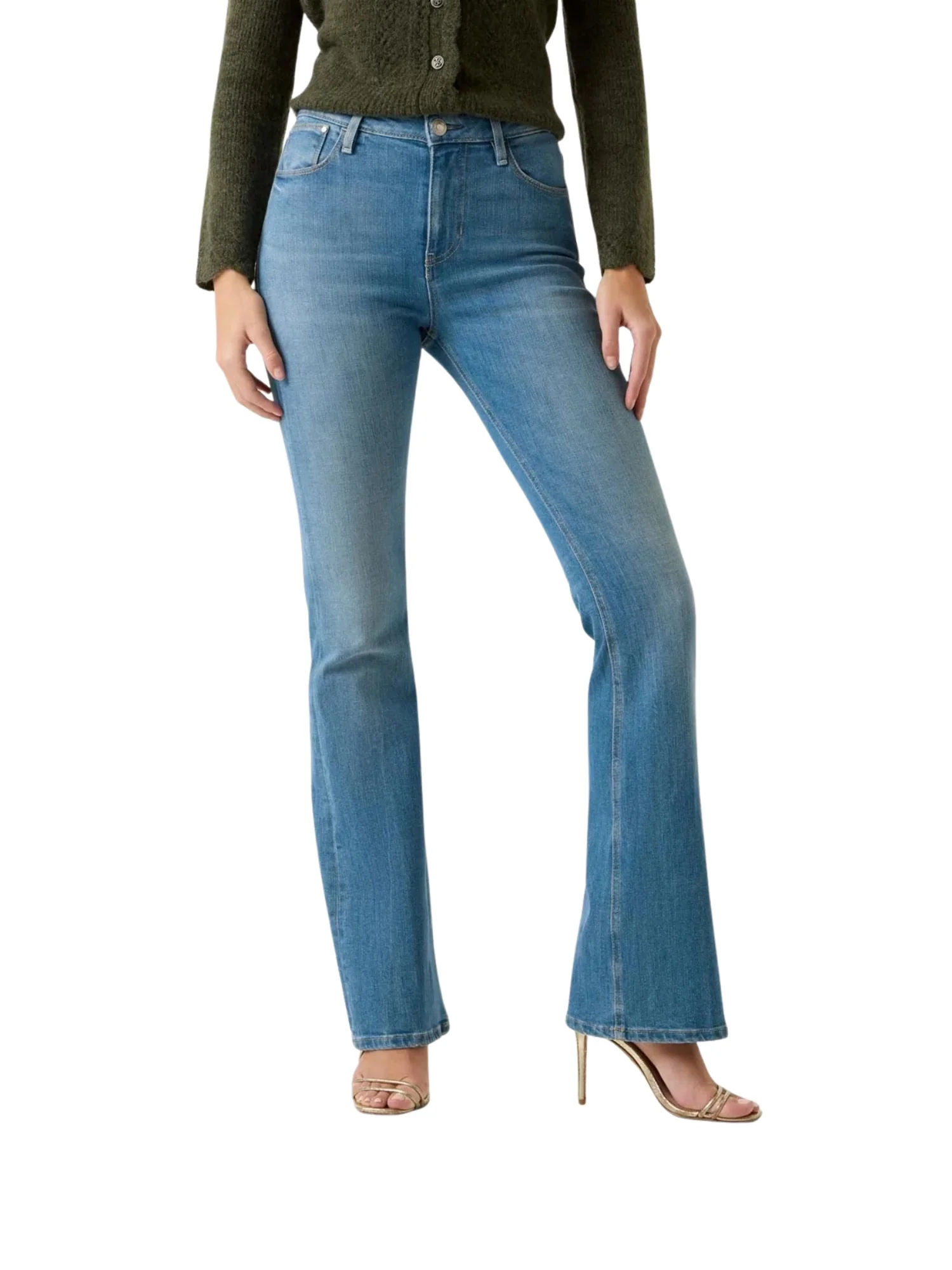 Jeans Guess donna modello sexy flare denim chiaro