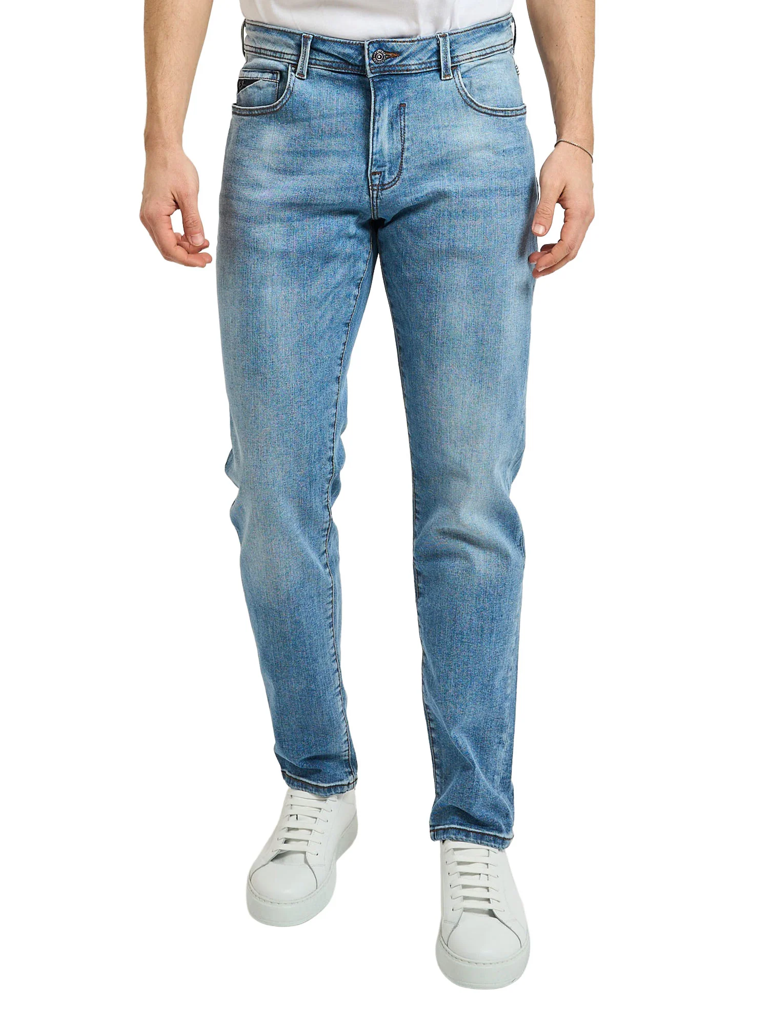 Jeans Yes Zee Uomo slim stretch 
 Denim chiaro