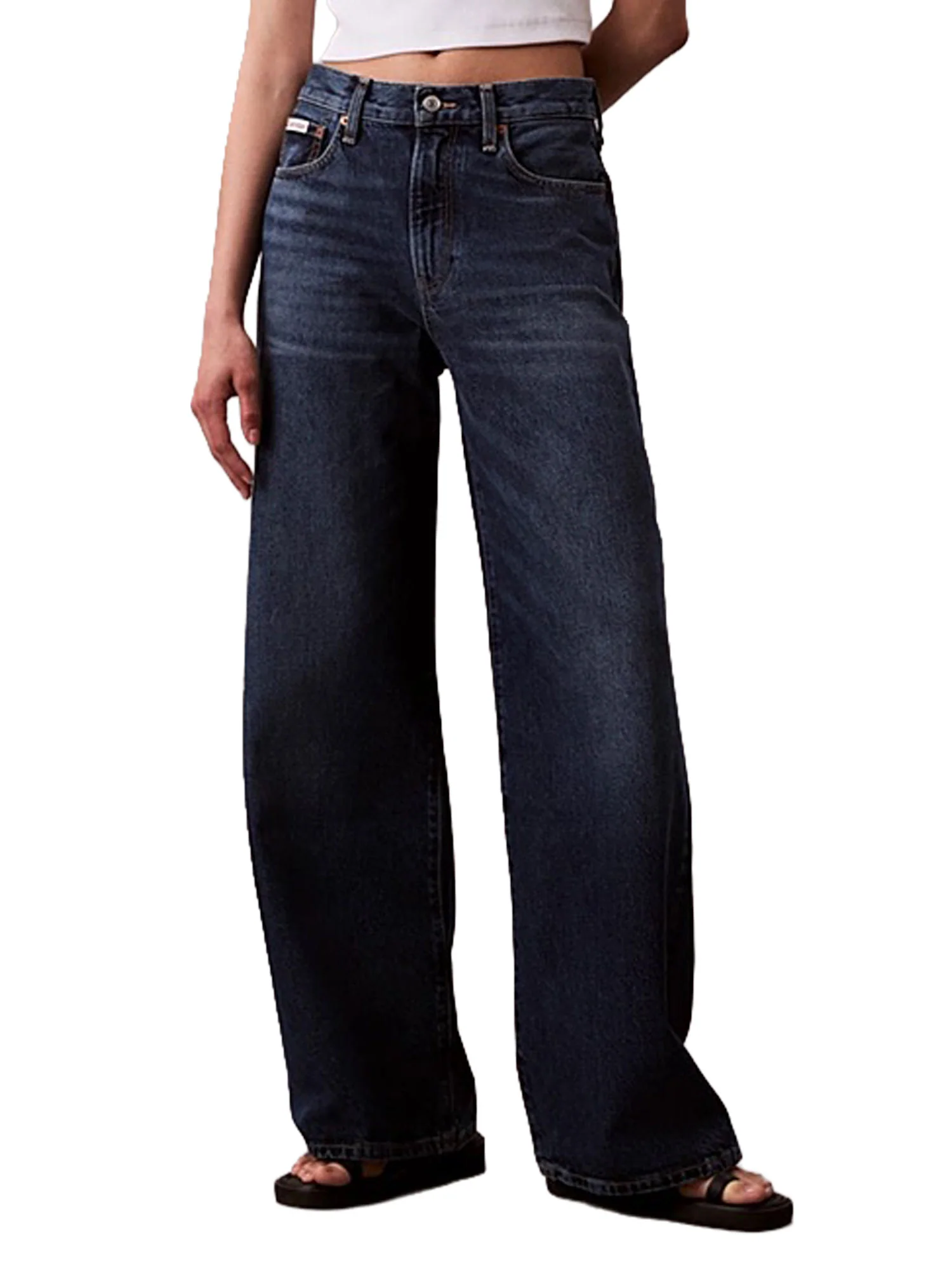 Jeans Calvin Klein Donna modello the wide leg
 Denim scuro