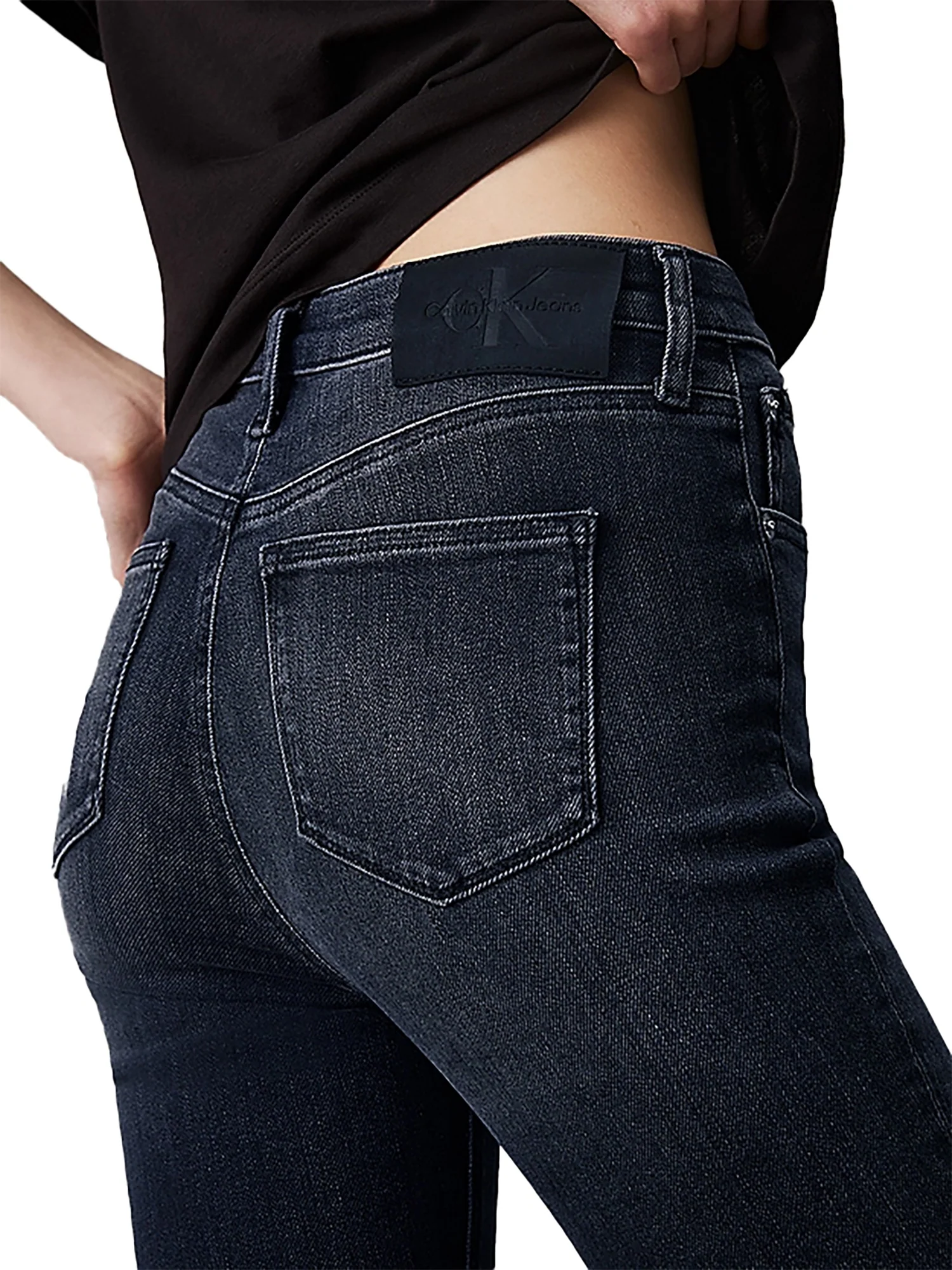 Jeans vita alta modello skinny in black denim - Image 3