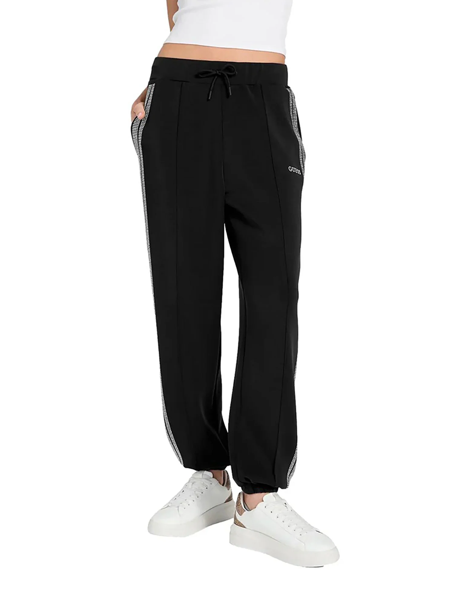 Pantalone jogger Guess Donna cuffed berthe nero