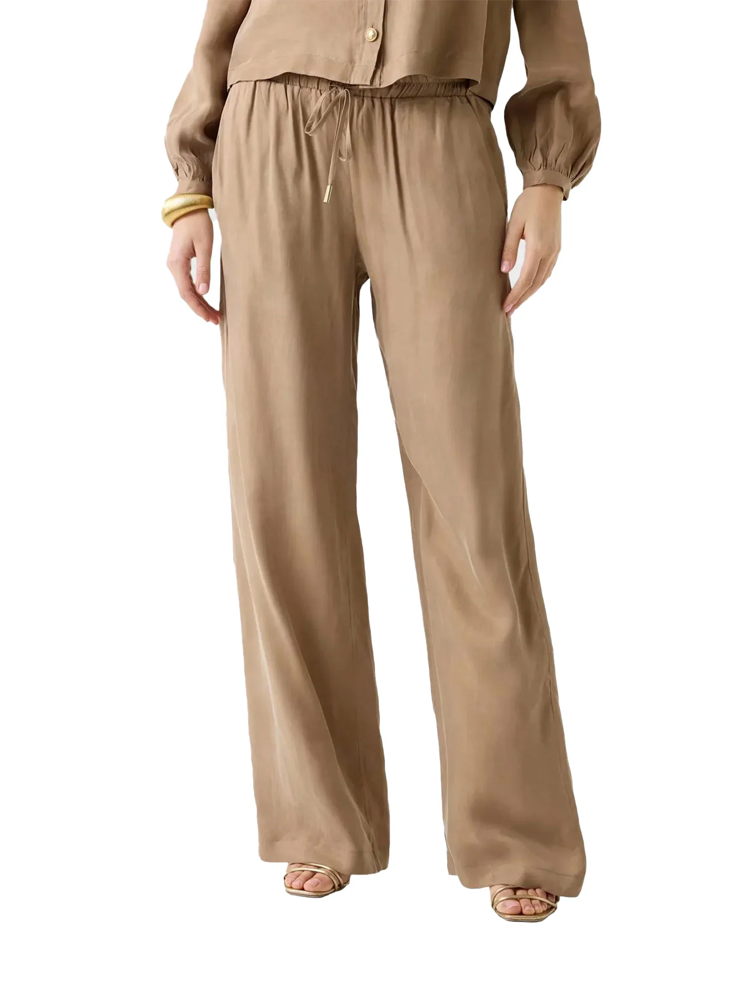 Pantalone jogger Guess Donna fluid dalia sabbia