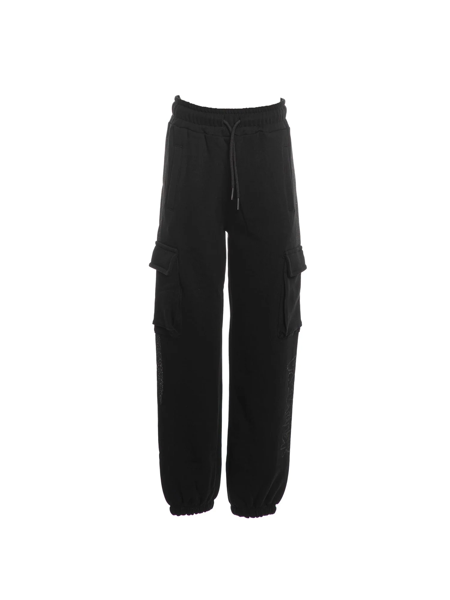 Pantalone jogging cargo logo outline nero