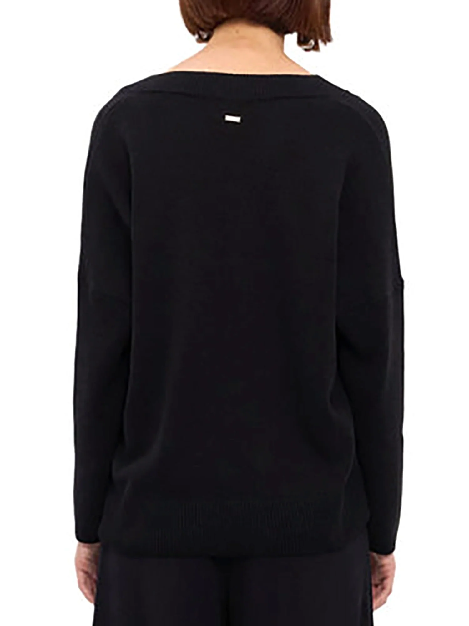 Maglia scollo a v manica lunga over logo nero - Image 2