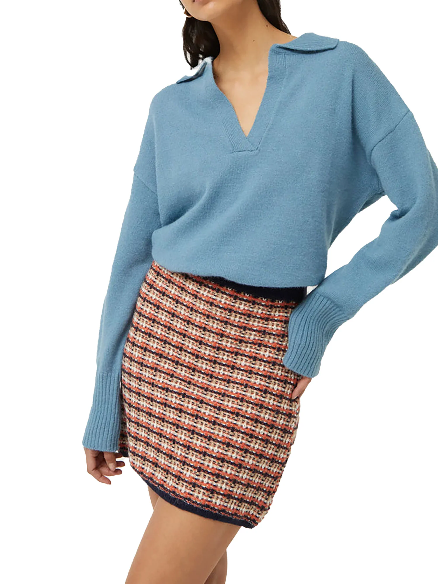 Maglione con colletto polo celeste - Image 2