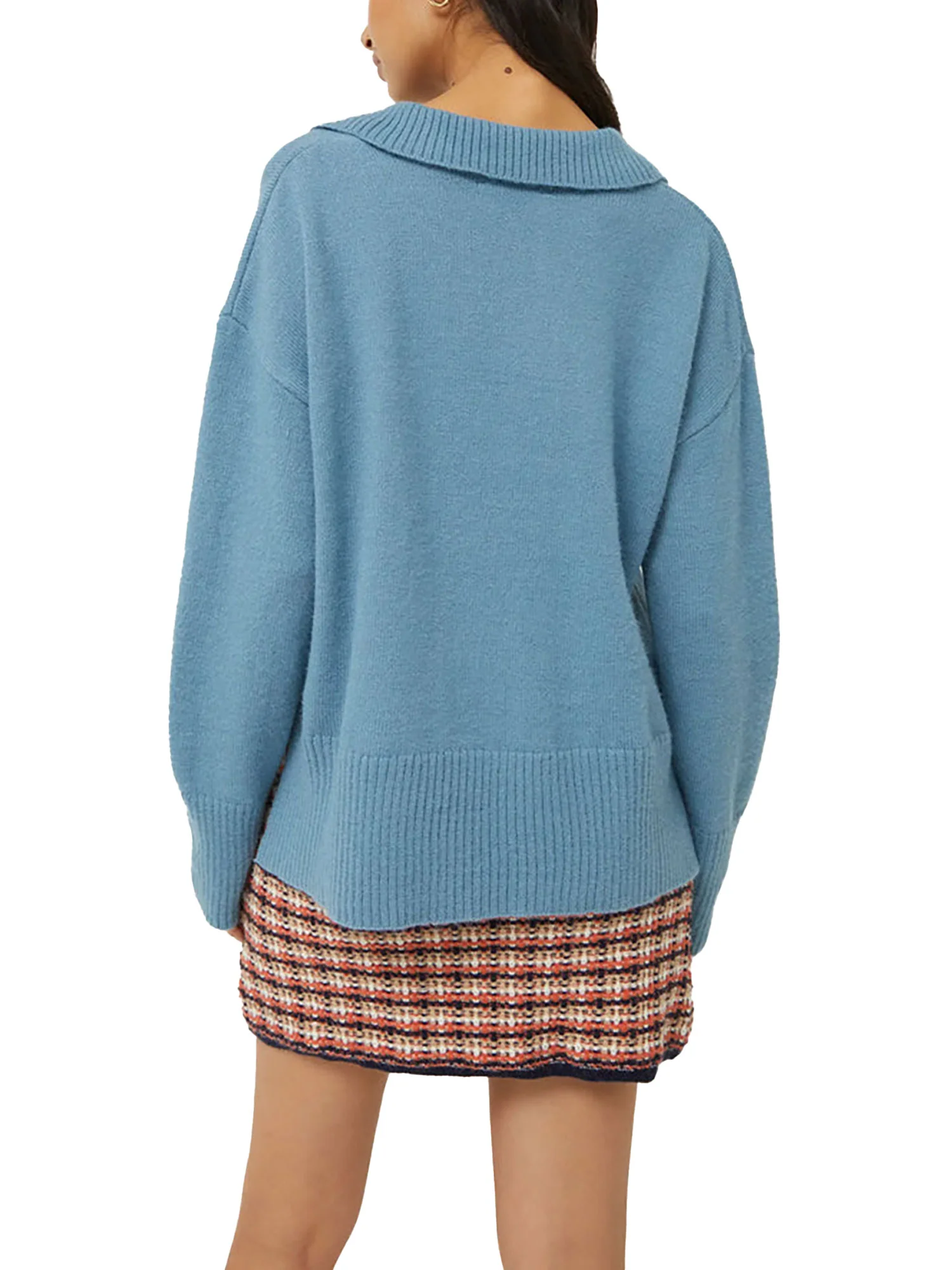 Maglione con colletto polo celeste - Image 3