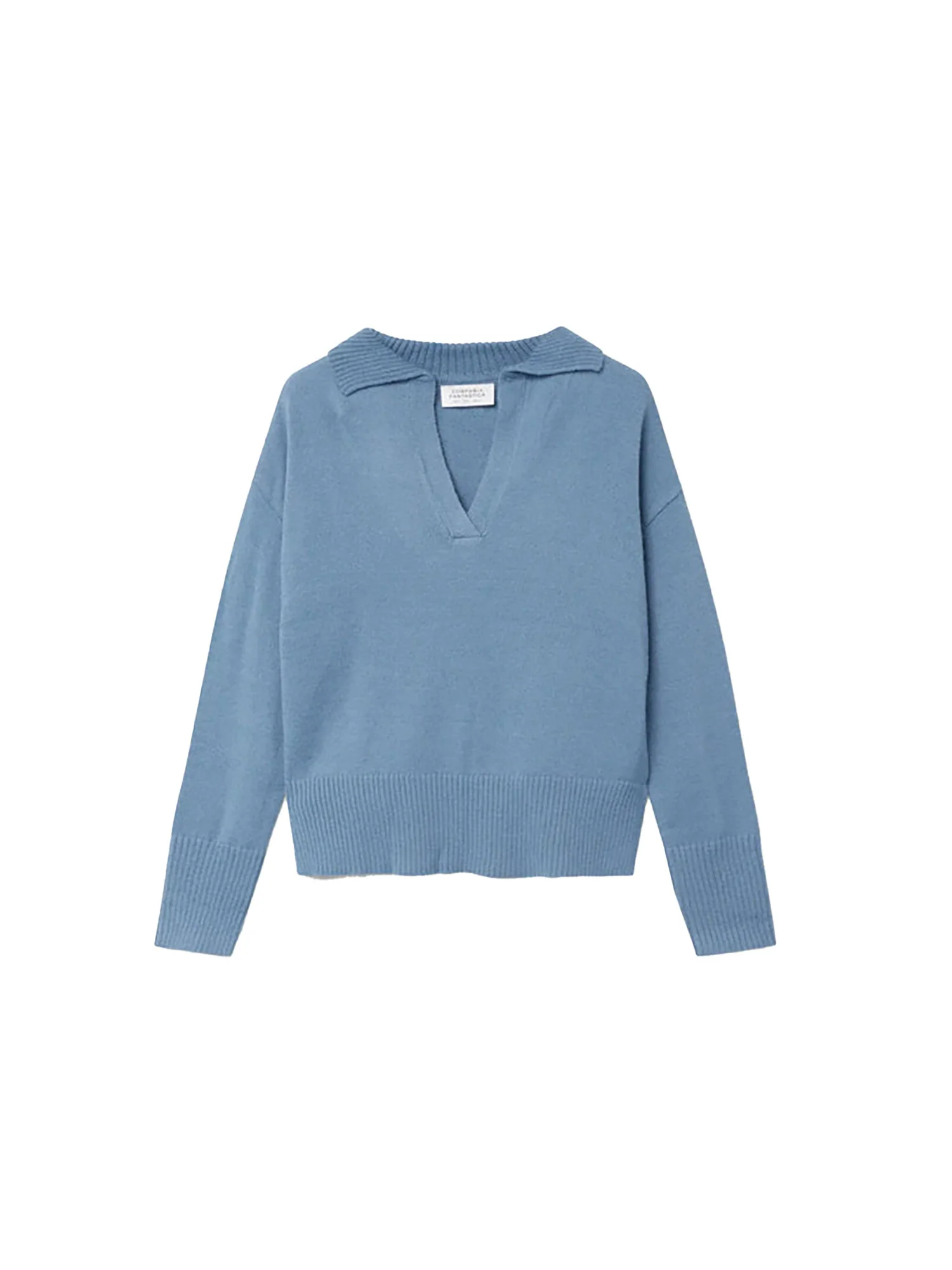 Maglione con colletto polo celeste - Image 4