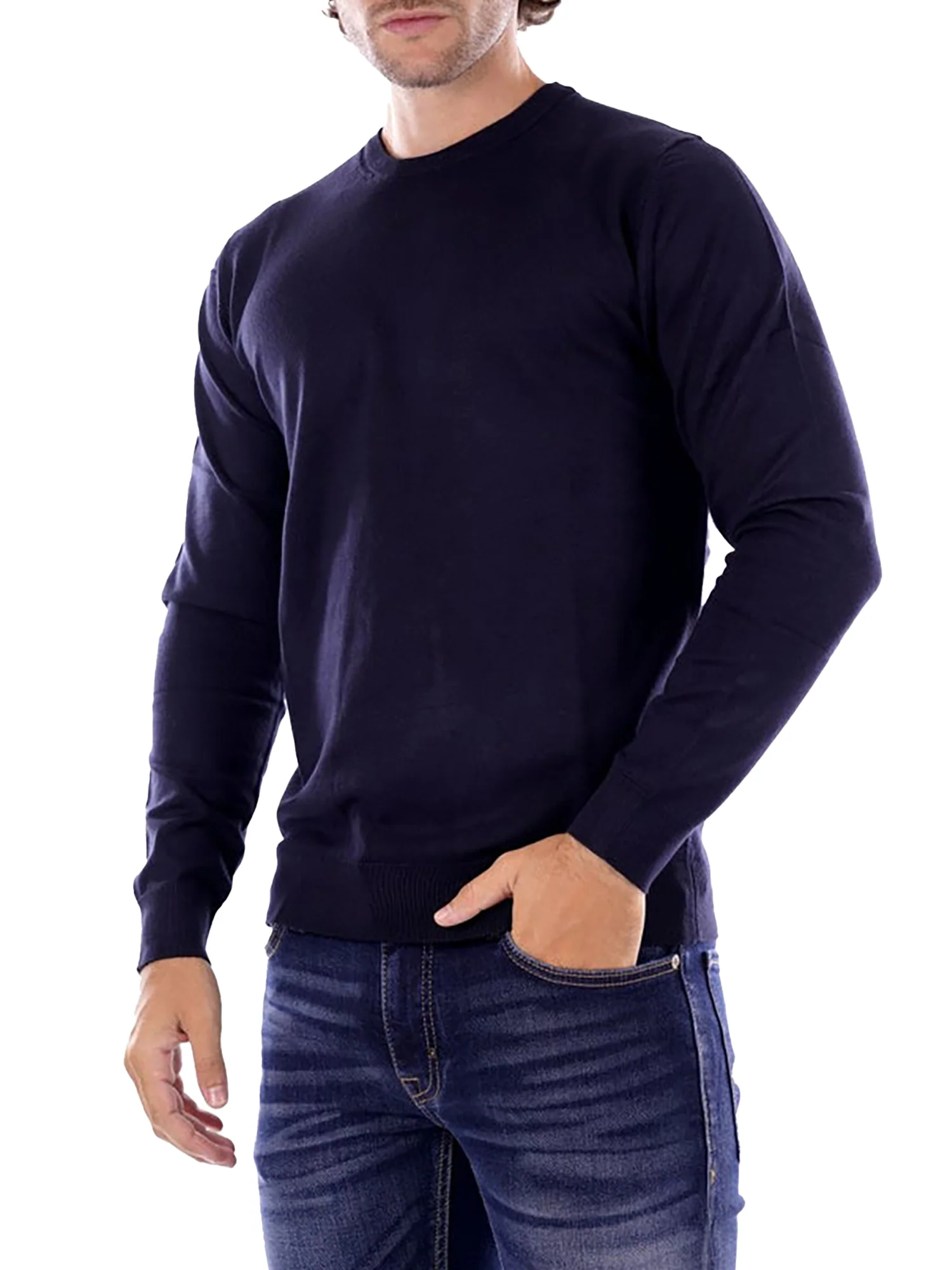 Maglione girocollo basic blu - Image 2