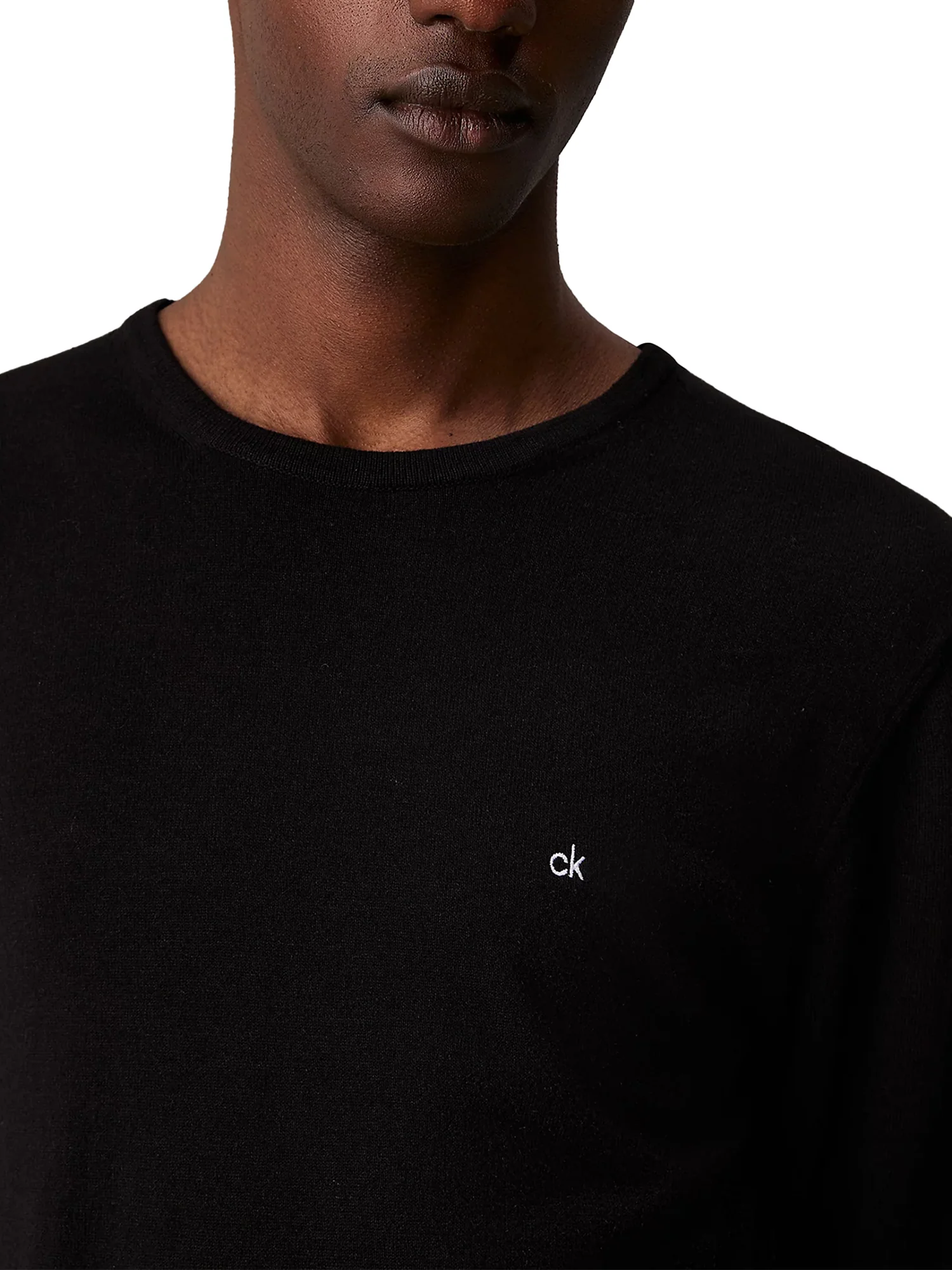 Maglione girocollo in cotone misto seta con logo ricamato nero - Image 3