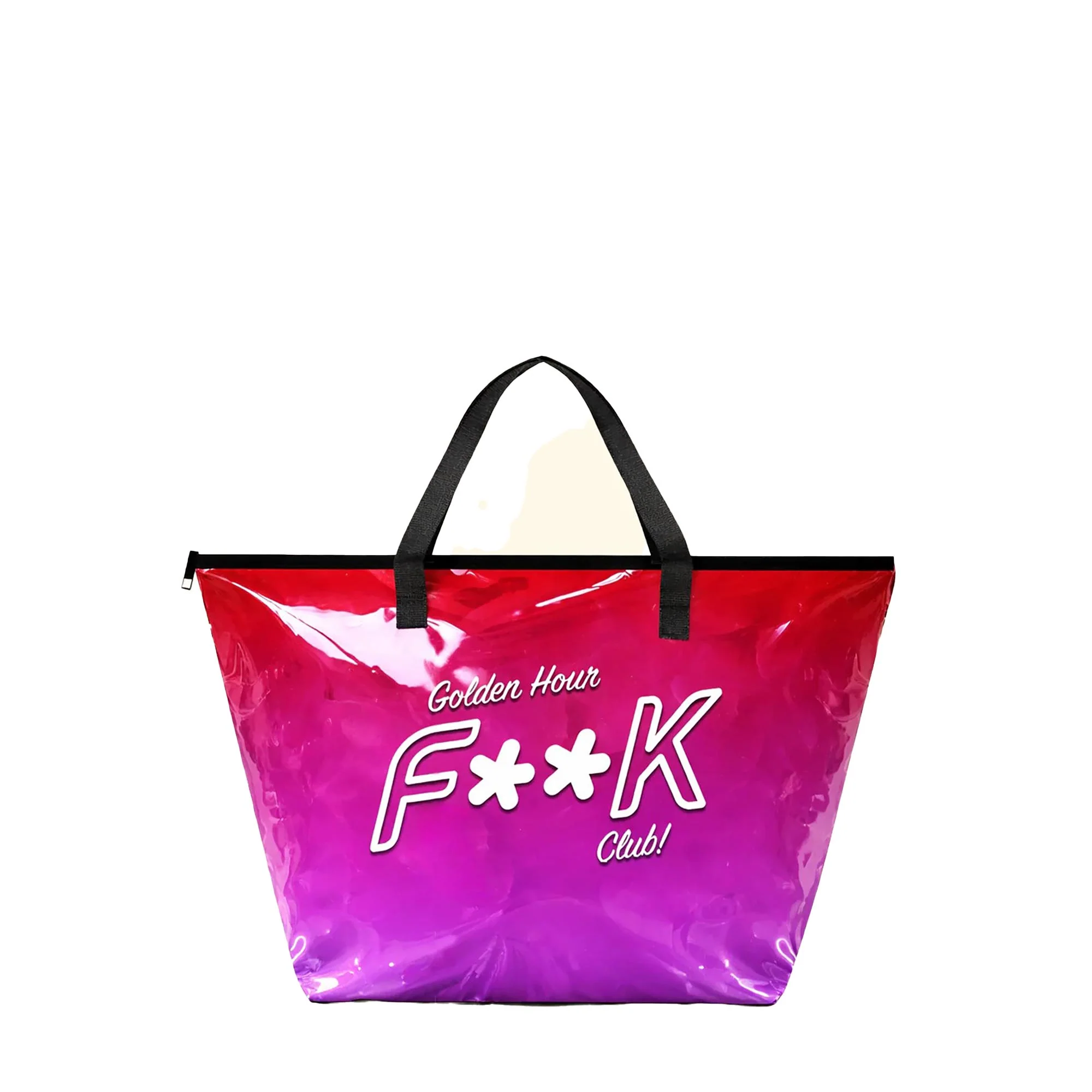 Borsa mare maxi F**k Donna stampa sfumata rosso/viola