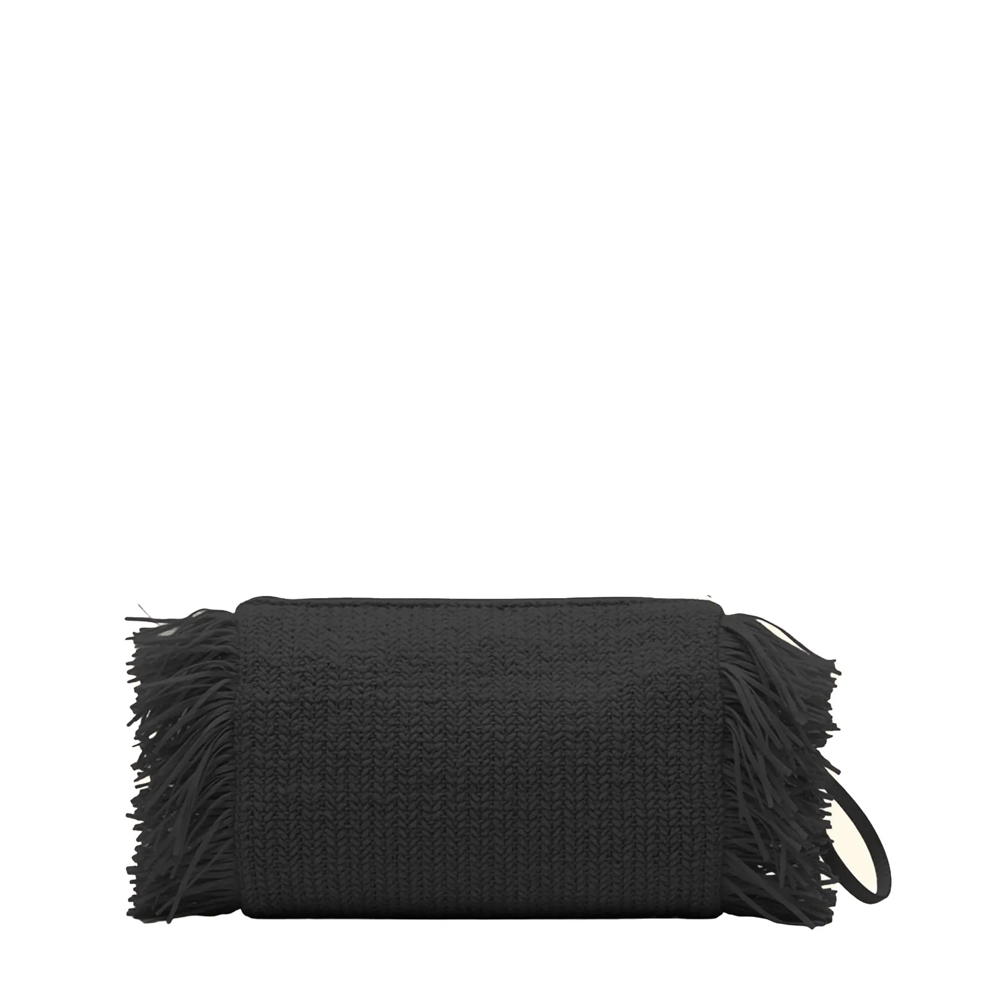 Pochette mare maxi F**k Donna in rafia con frange nero - Image 3