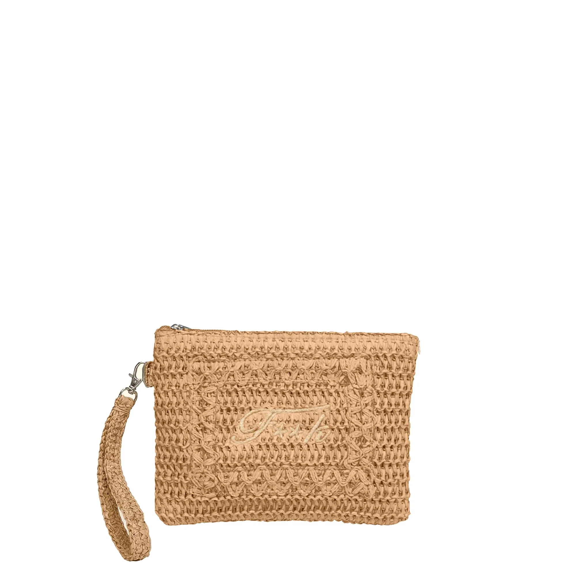 Pochette mare mini F**k Donna in rafia beige