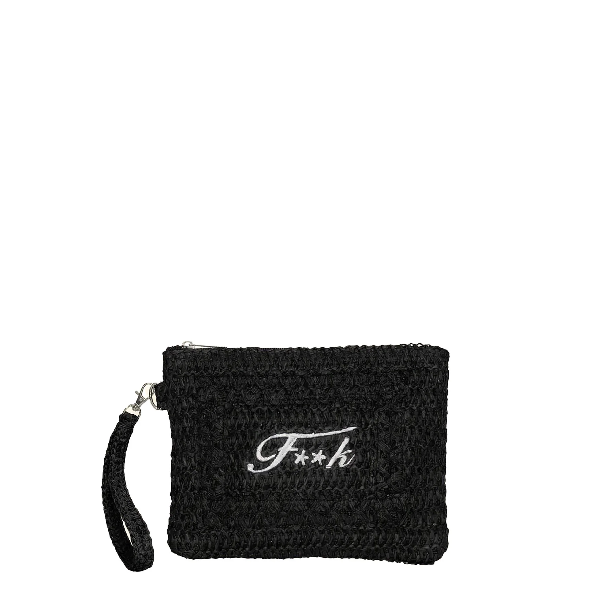 Pochette mare mini F**k Donna in rafia nero