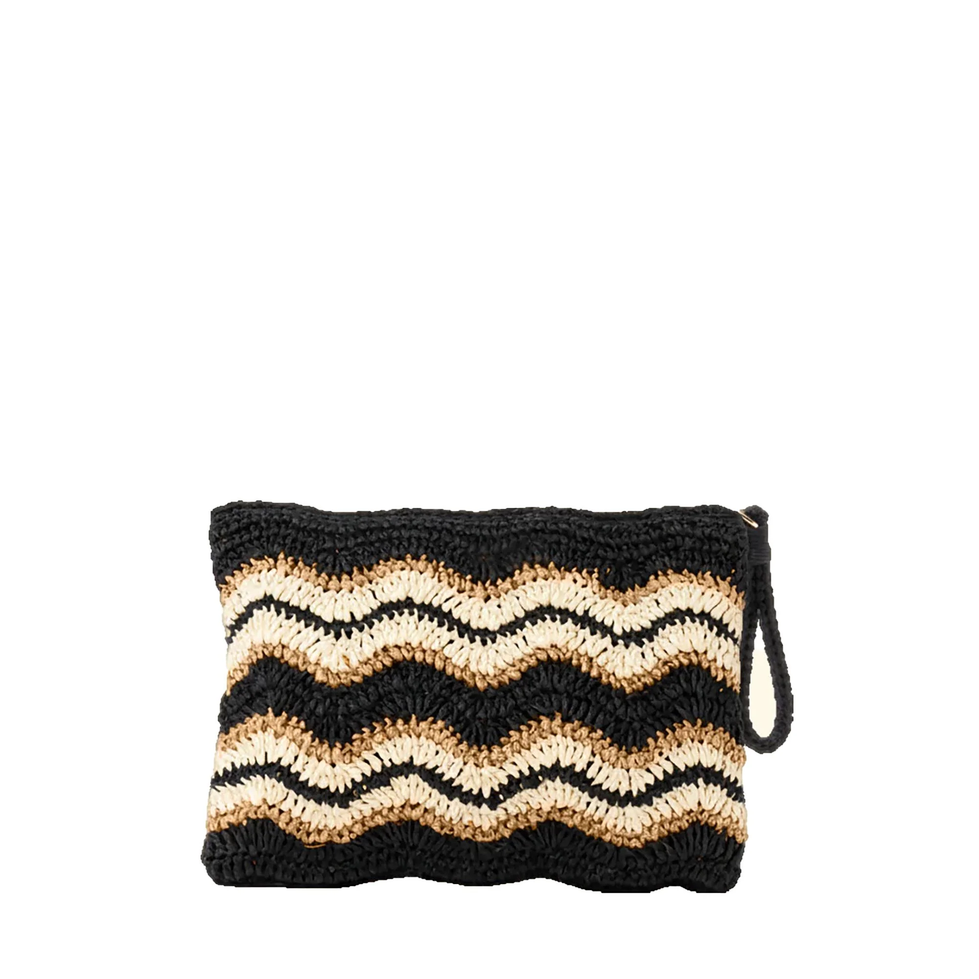 Pochette mare mini F**k Donna in rafia fantasia nero/beige - Image 3