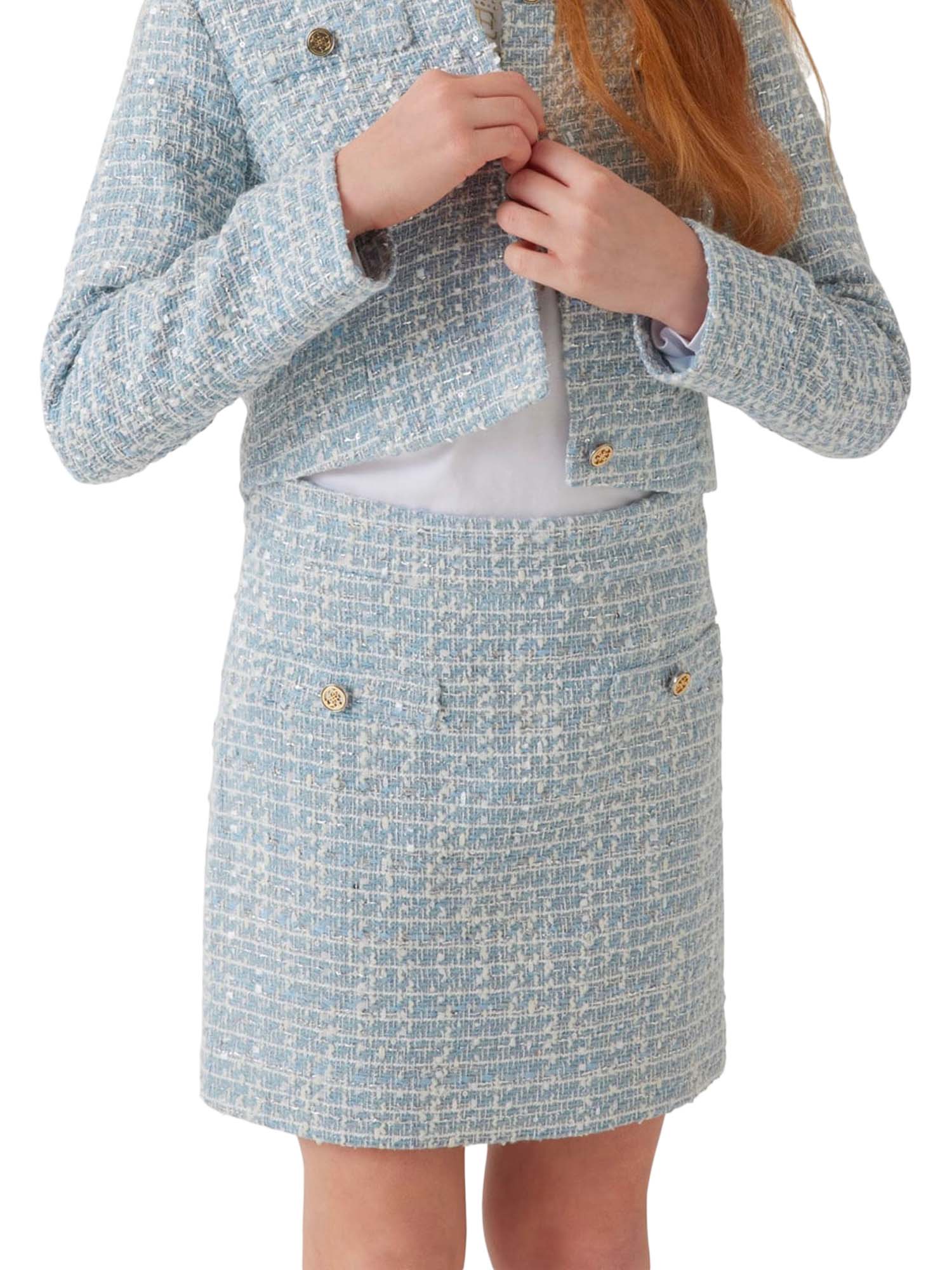 Minigonna in tweed celeste - Image 4