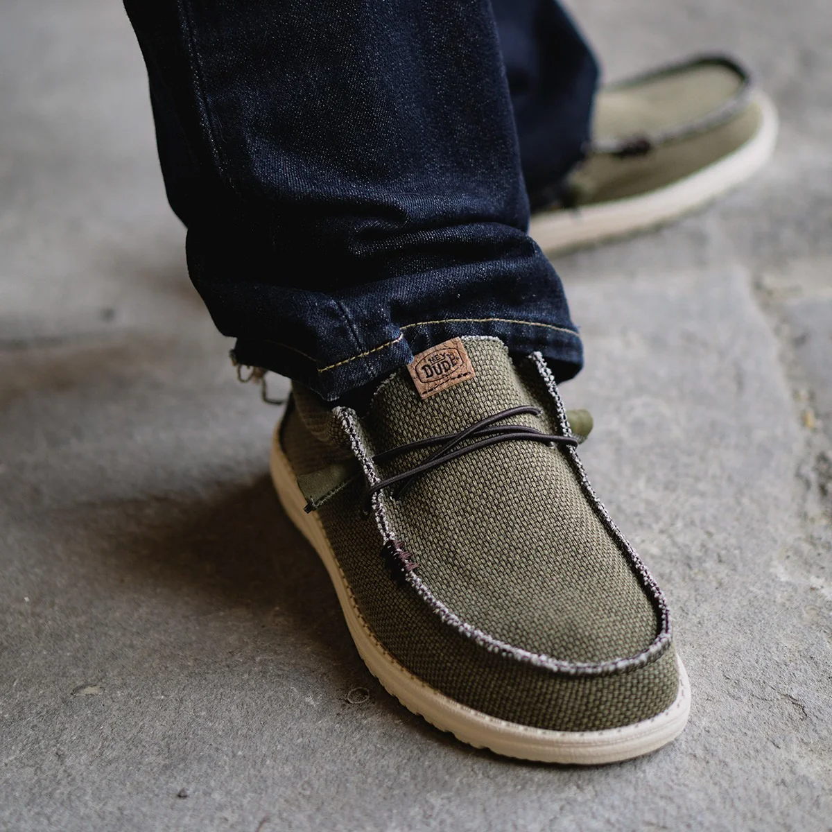 Mocassino Hey Dude uomo Wally Braided oliva - Image 5