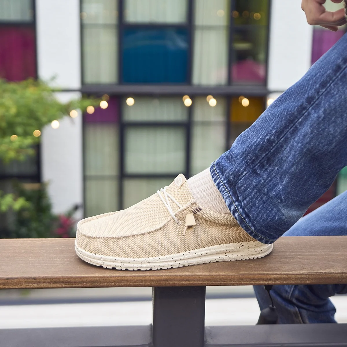 Mocassino Hey Dude uomo Wally Stretch sox crema - Image 5