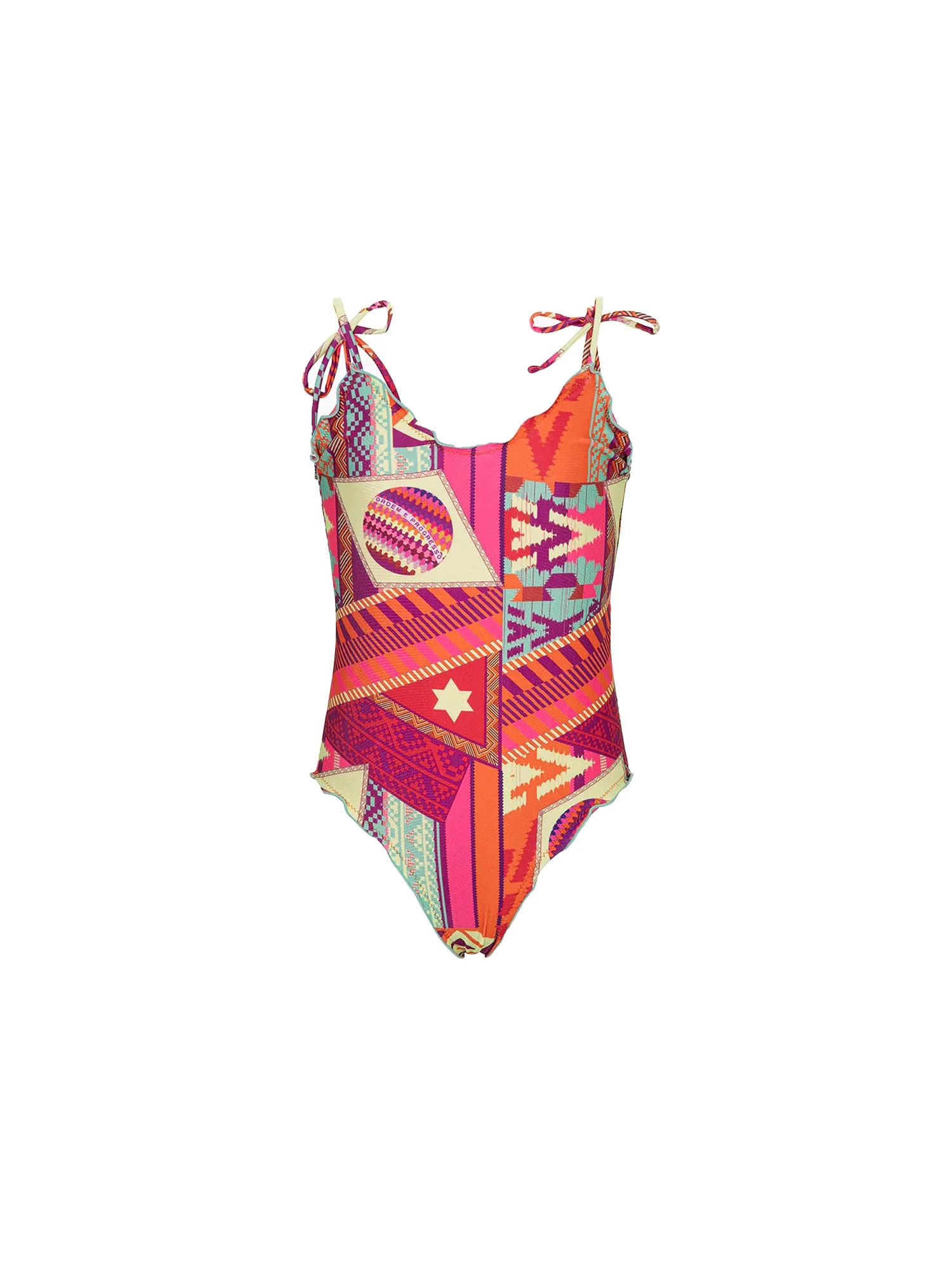 Monokini F**k Bambina stampato fantasia geometric multi